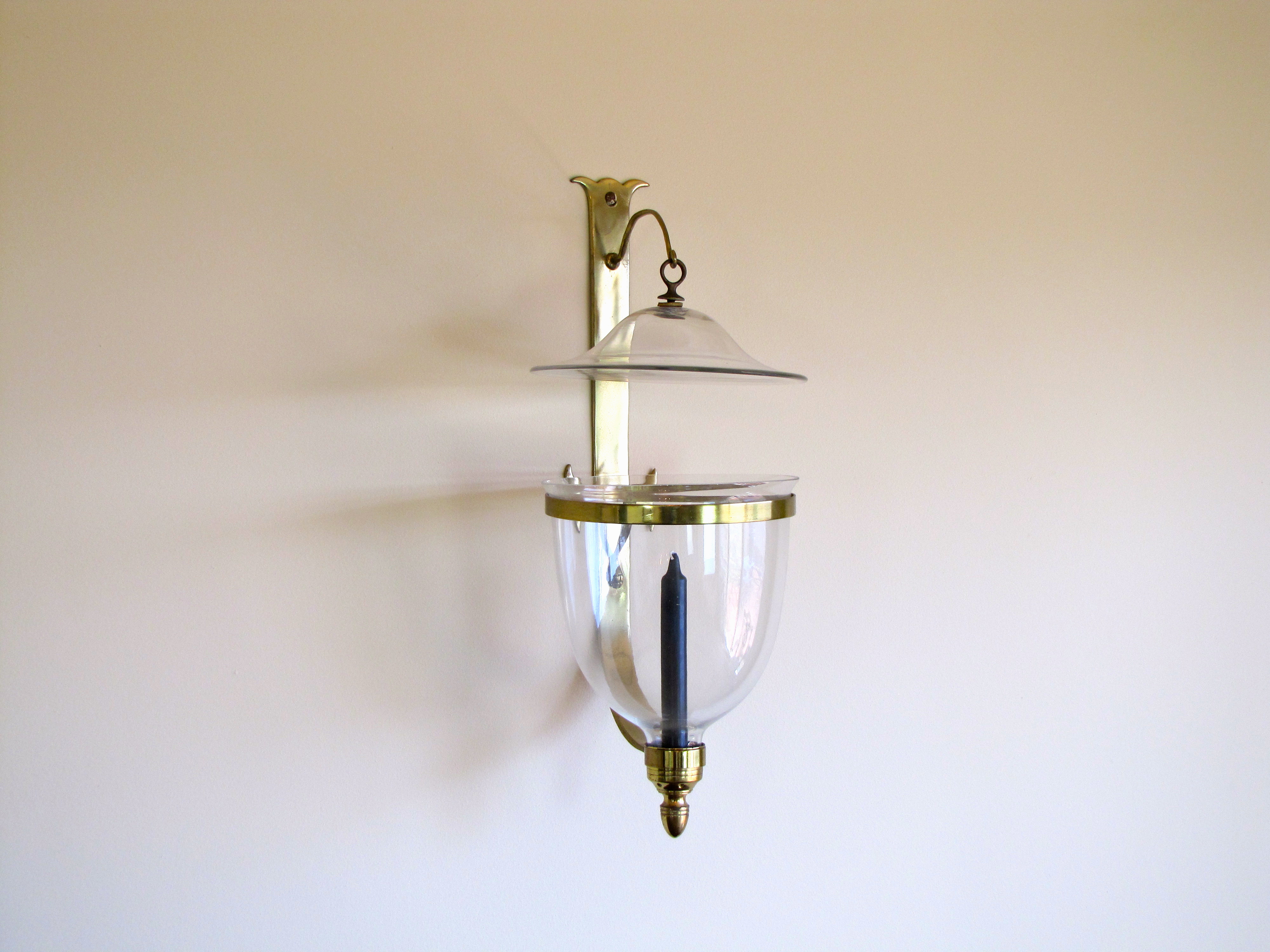 Pair of Hurricane Brass Wall Sconces