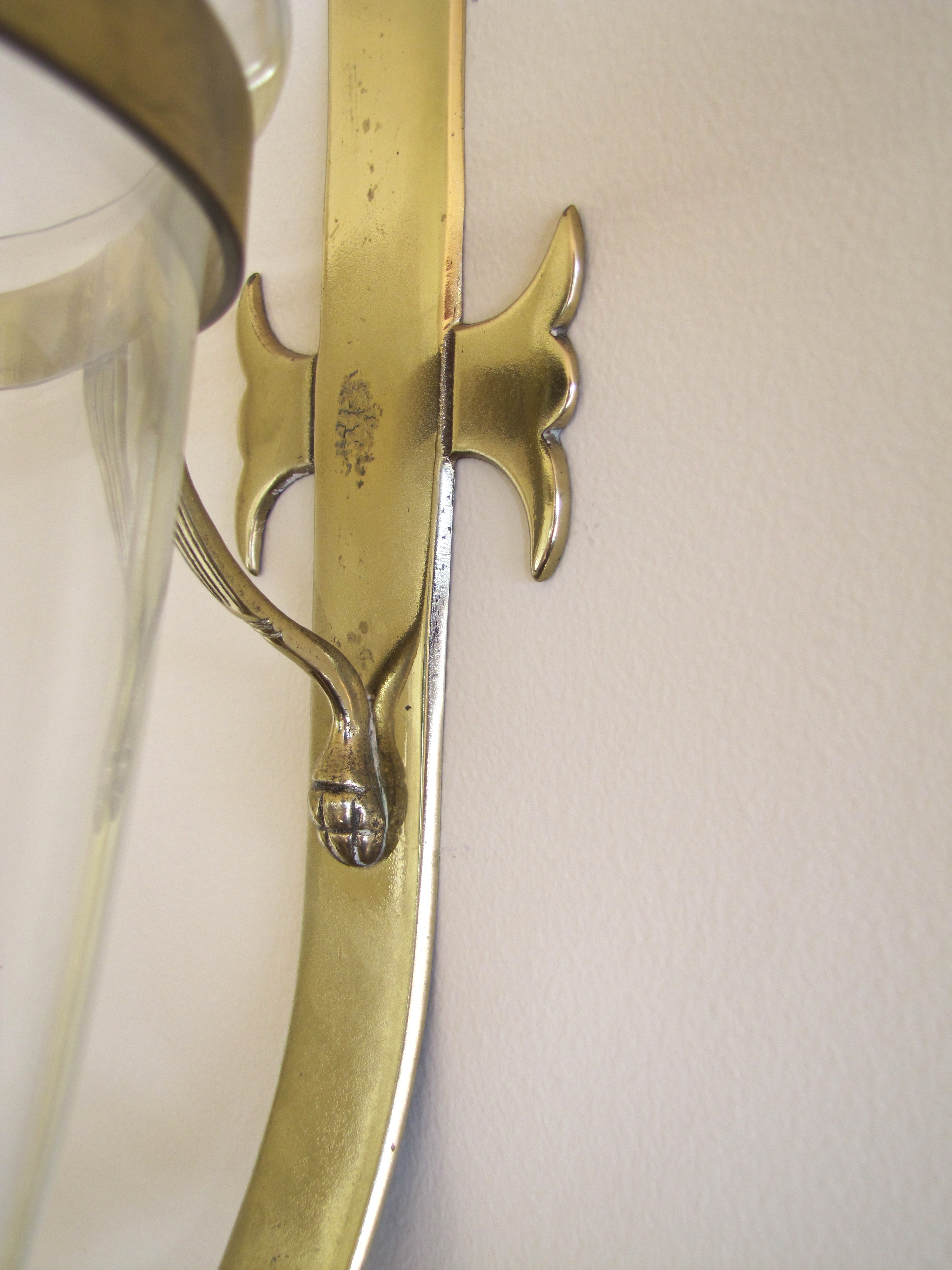 Pair of Hurricane Brass Wall Sconces