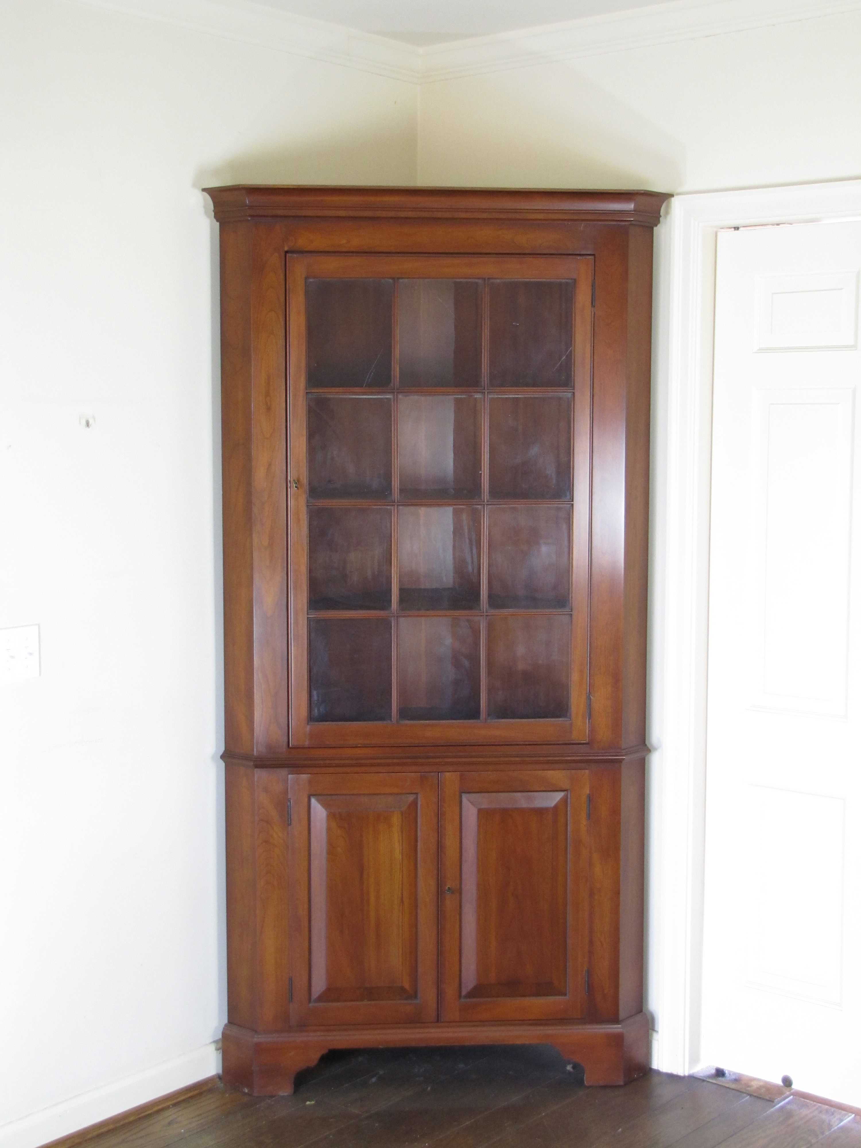 Solid Black Cherry Corner Cabinet
