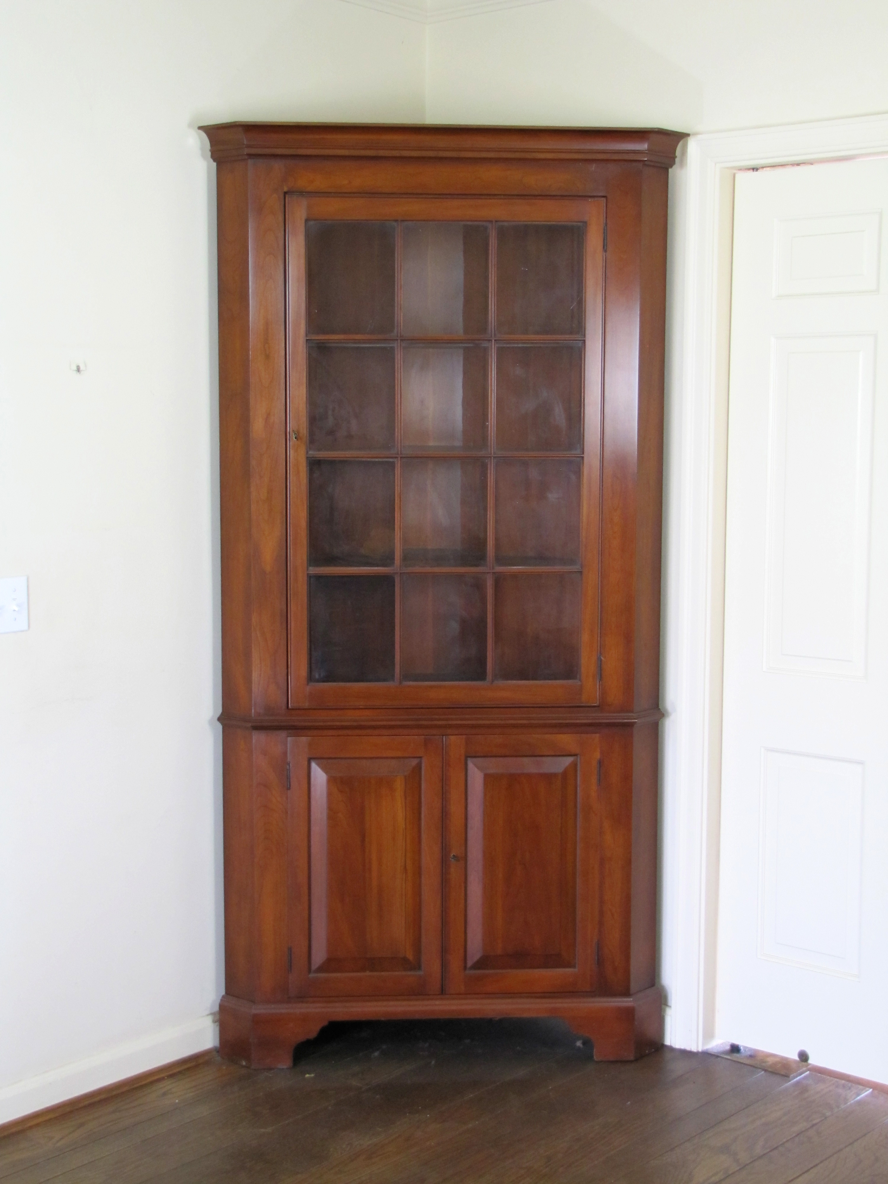 Solid Black Cherry Corner Cabinet
