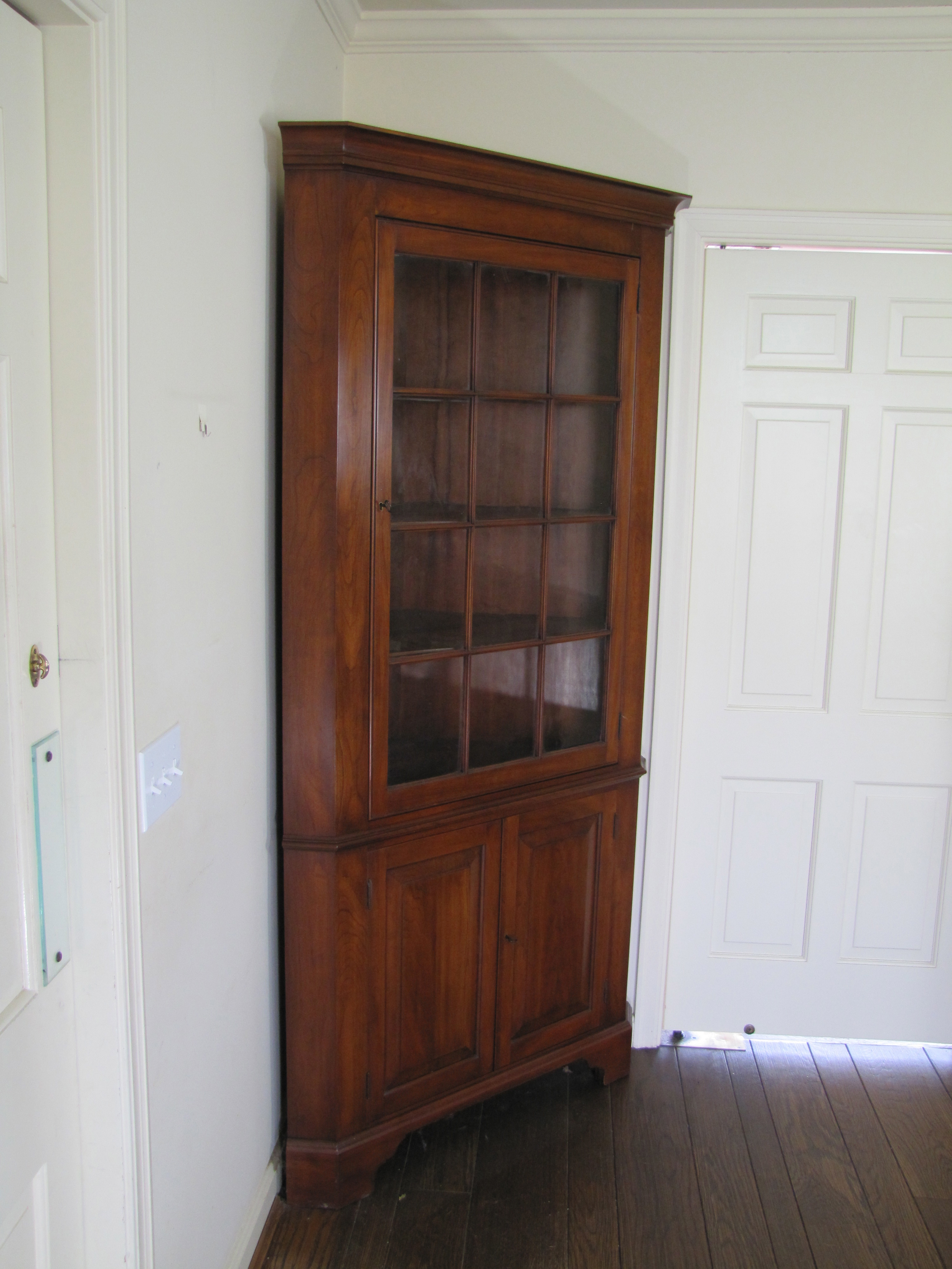 Solid Black Cherry Corner Cabinet