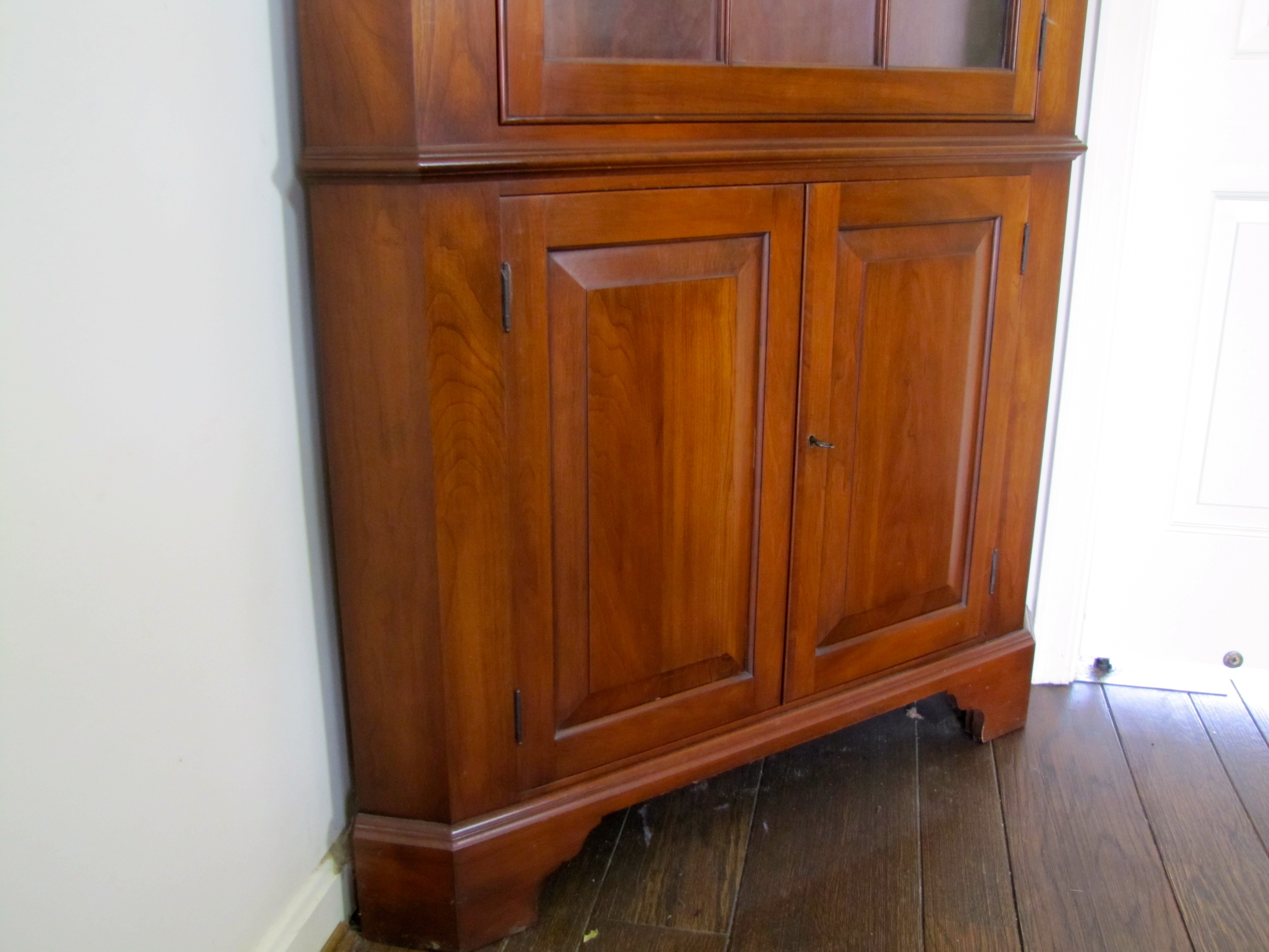 Solid Black Cherry Corner Cabinet