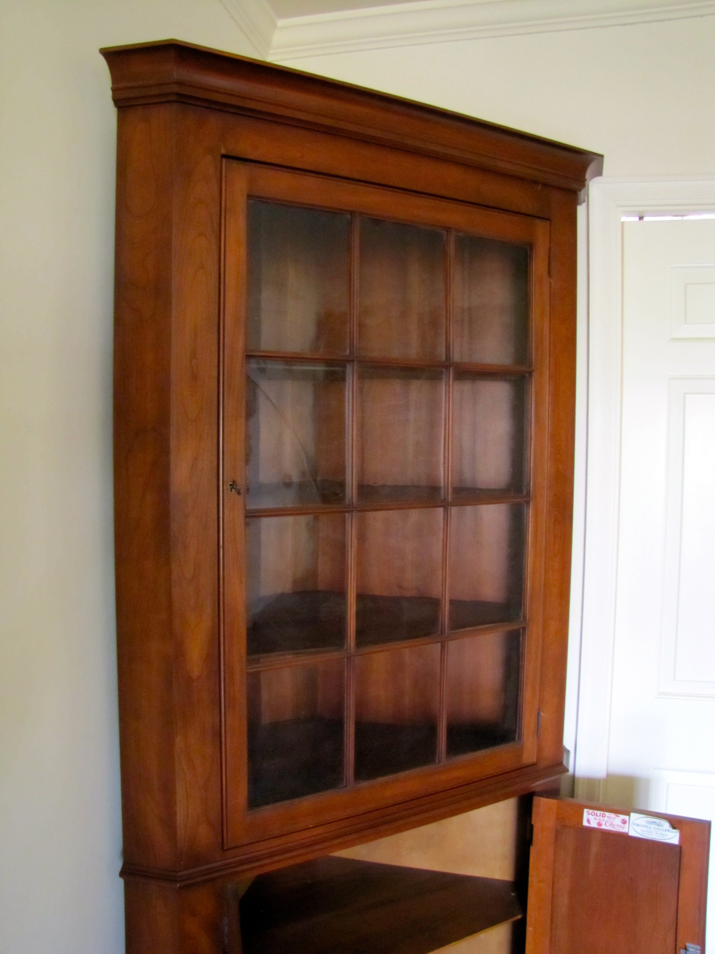 Solid Black Cherry Corner Cabinet
