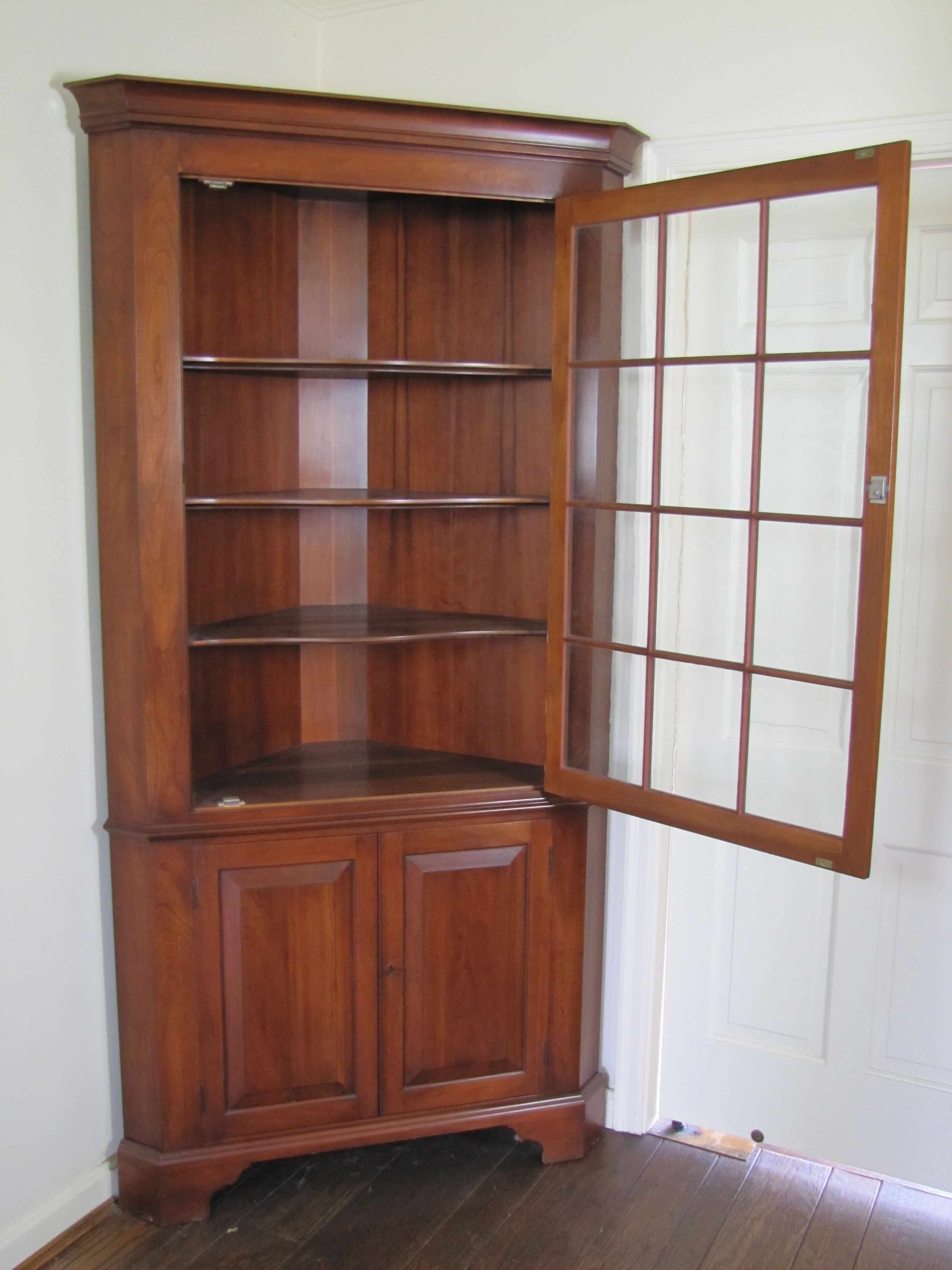 Solid Black Cherry Corner Cabinet