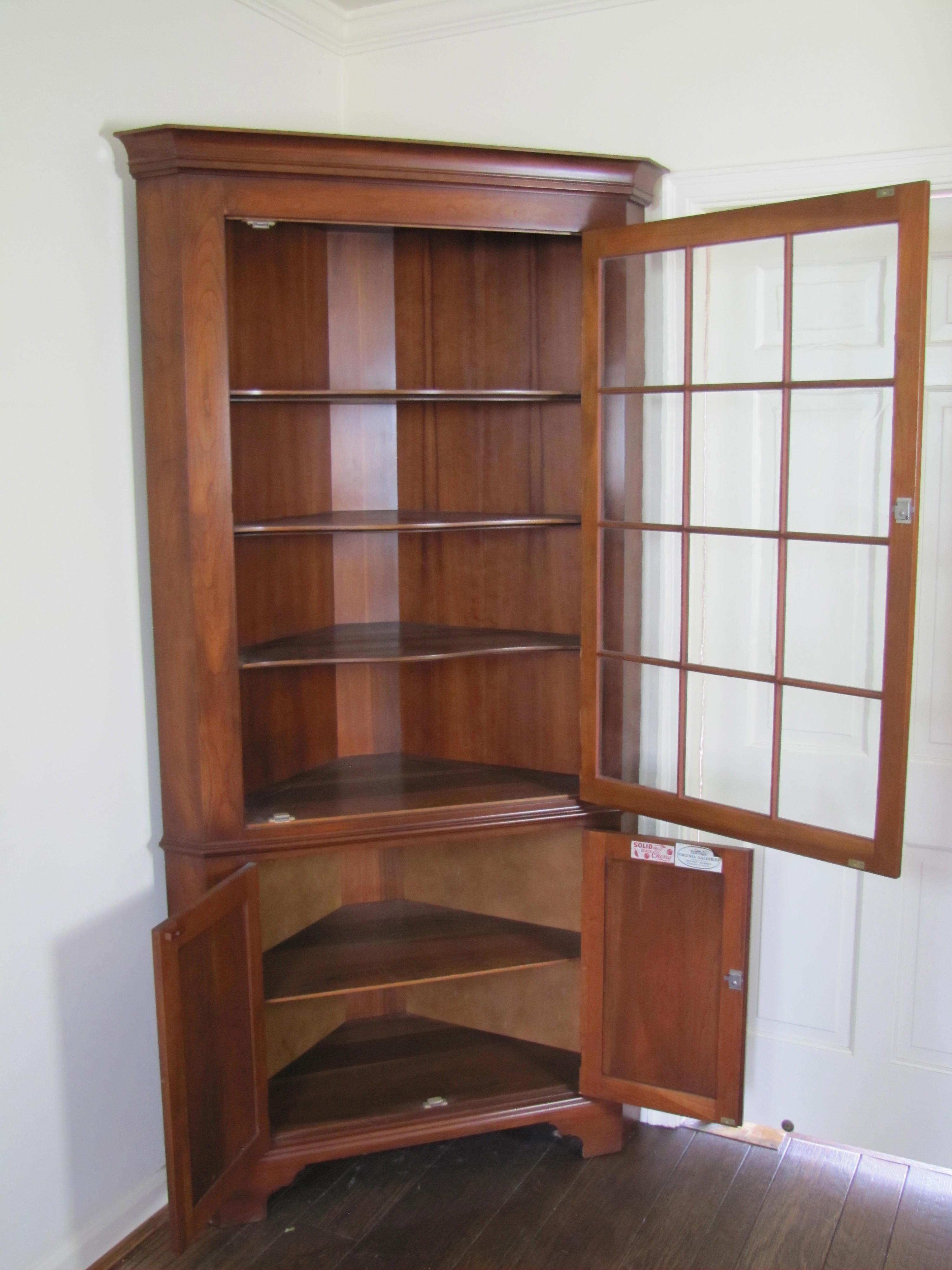 Solid Black Cherry Corner Cabinet