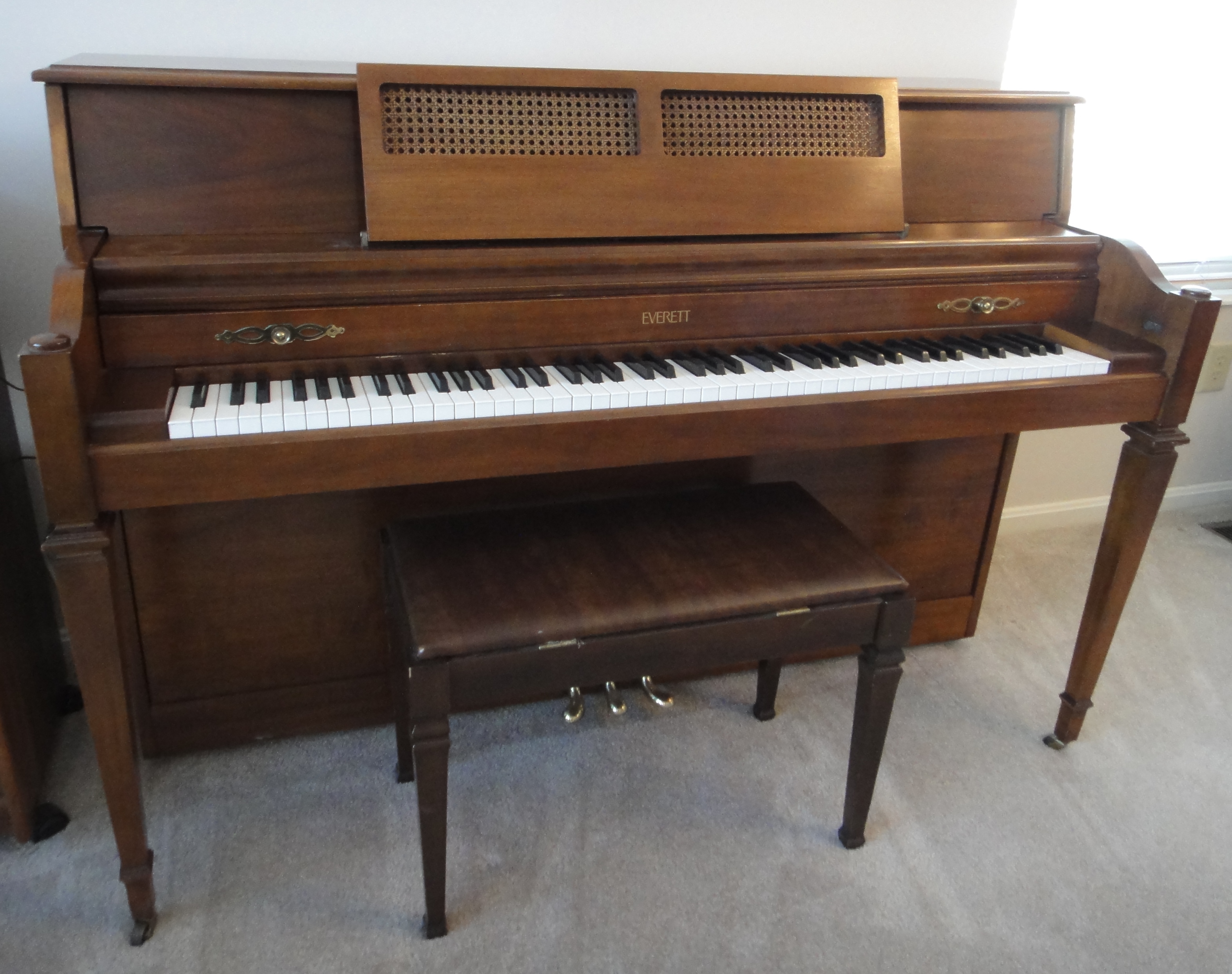 Vintage Walnut Upright Everett Piano