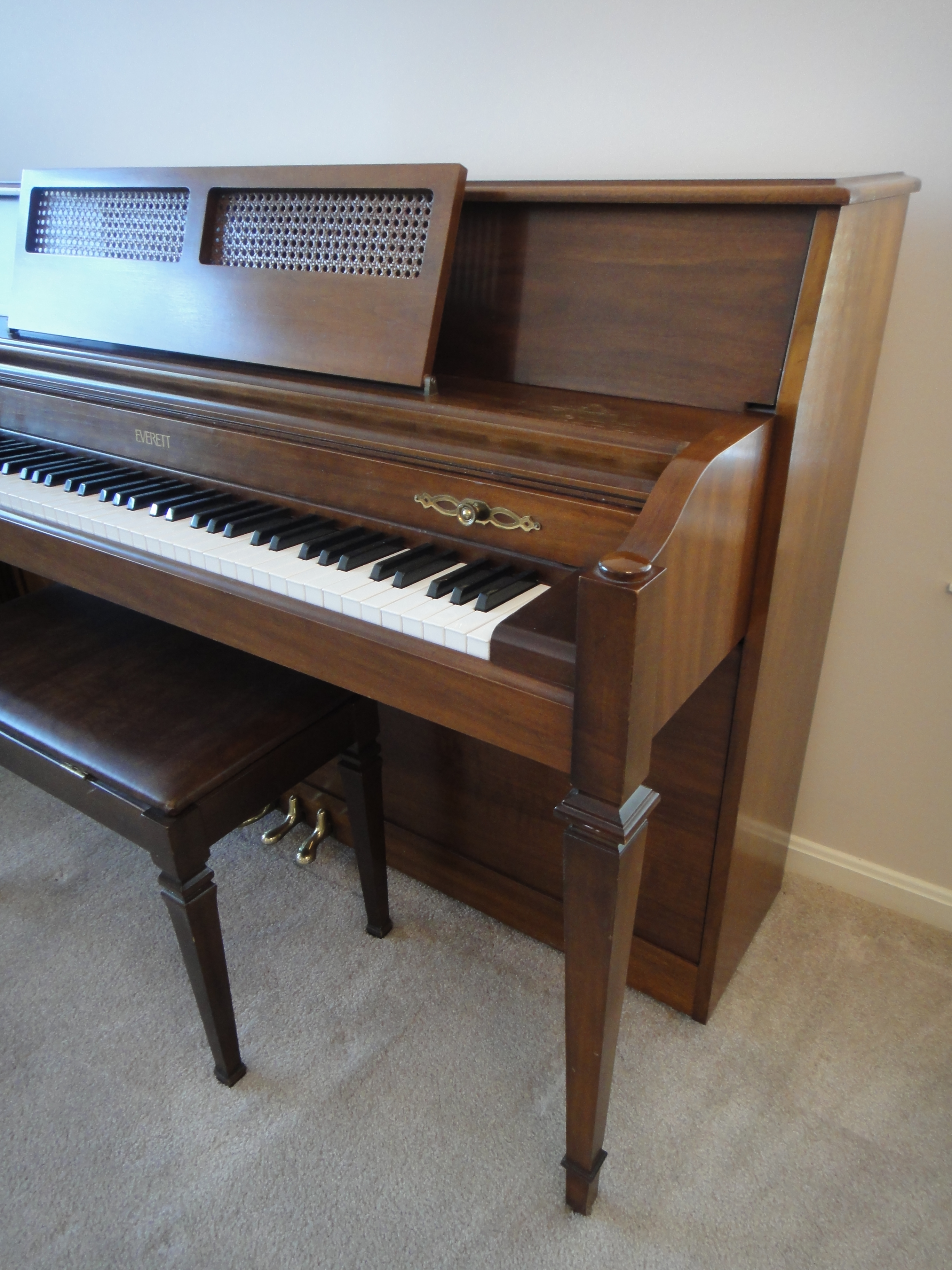 Vintage Walnut Upright Everett Piano