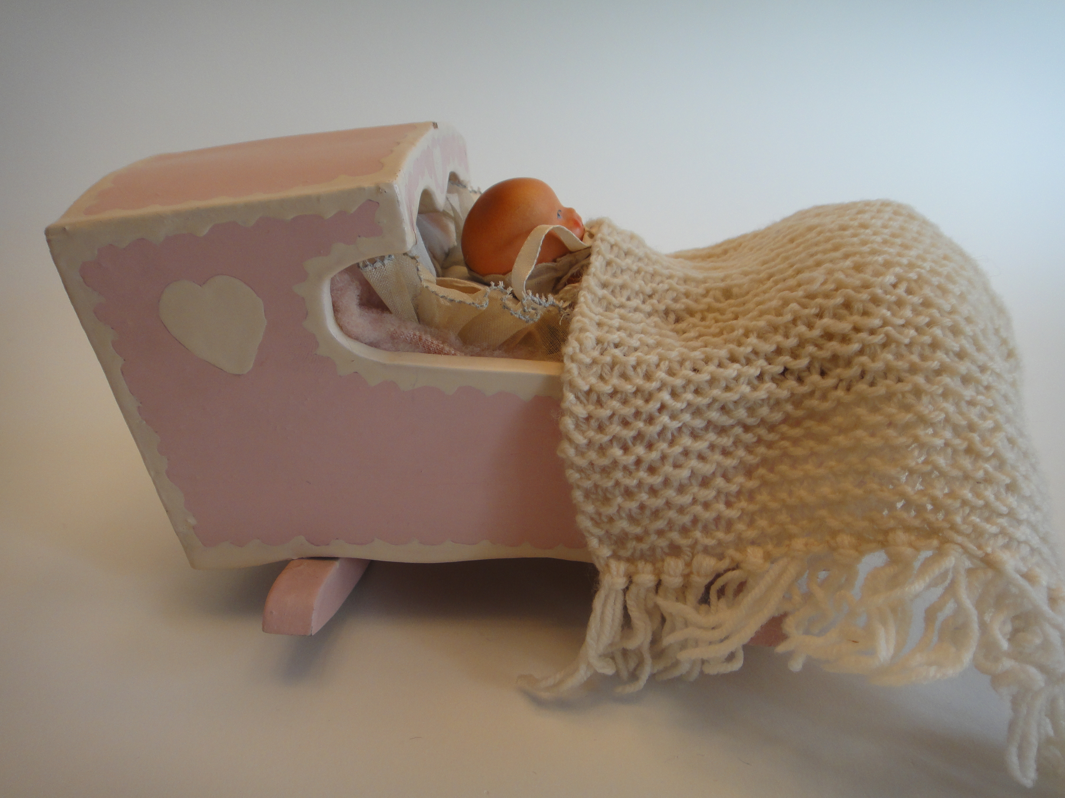 Vintage Cradle Music Box & German Baby