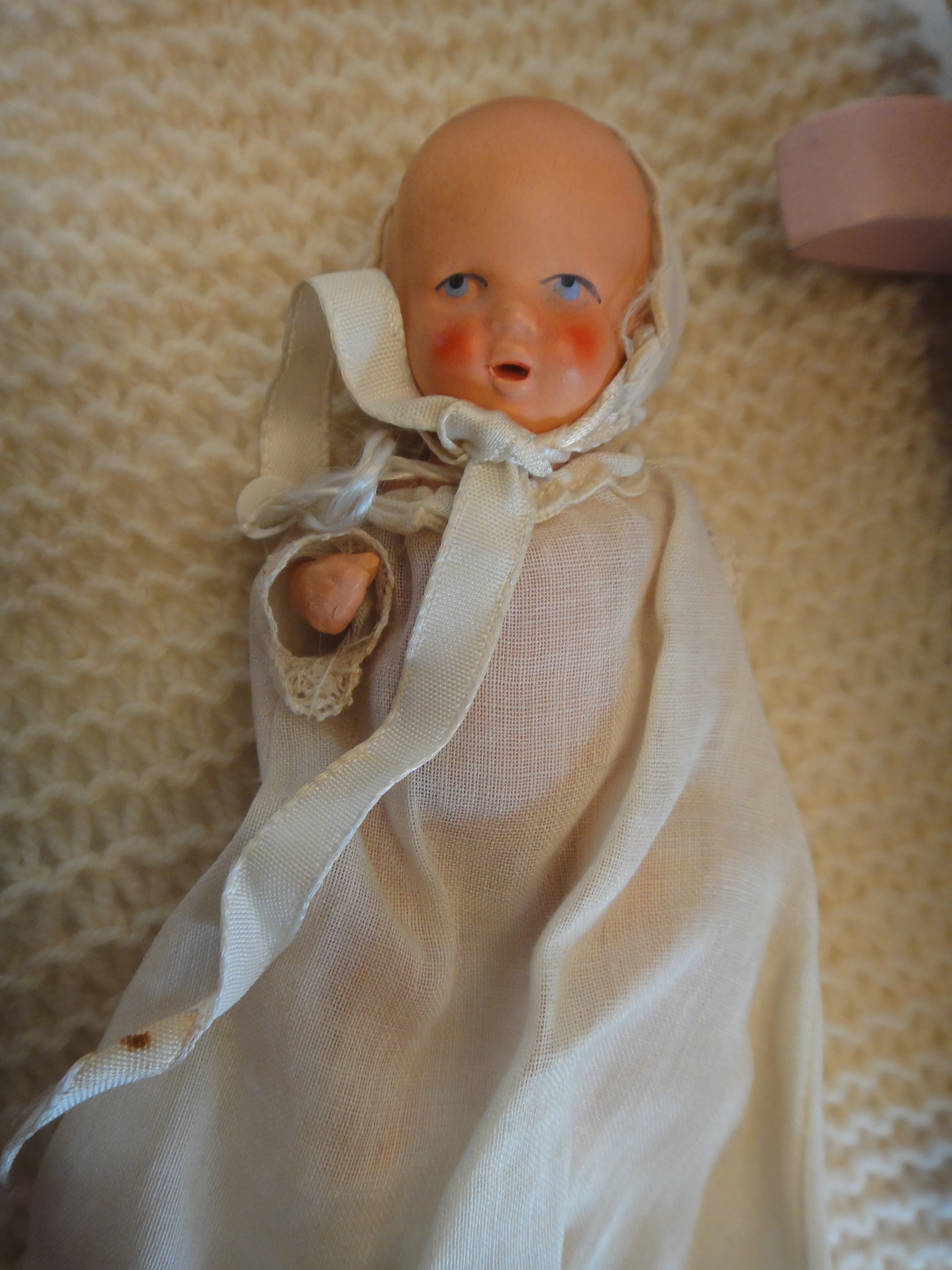 Vintage Cradle Music Box & German Baby