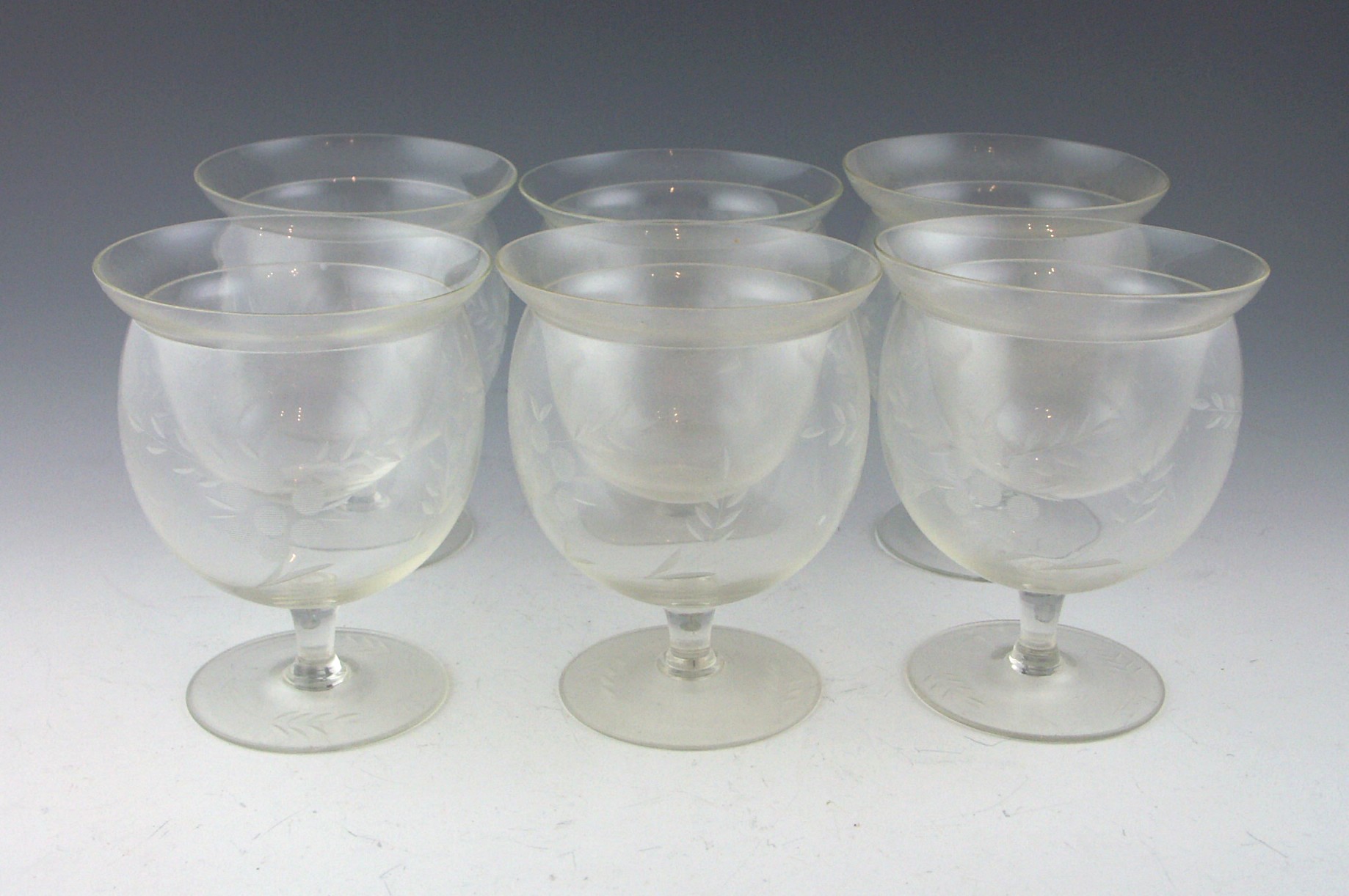 Vintage Etched Glass Shrimp Cocktail Glasses