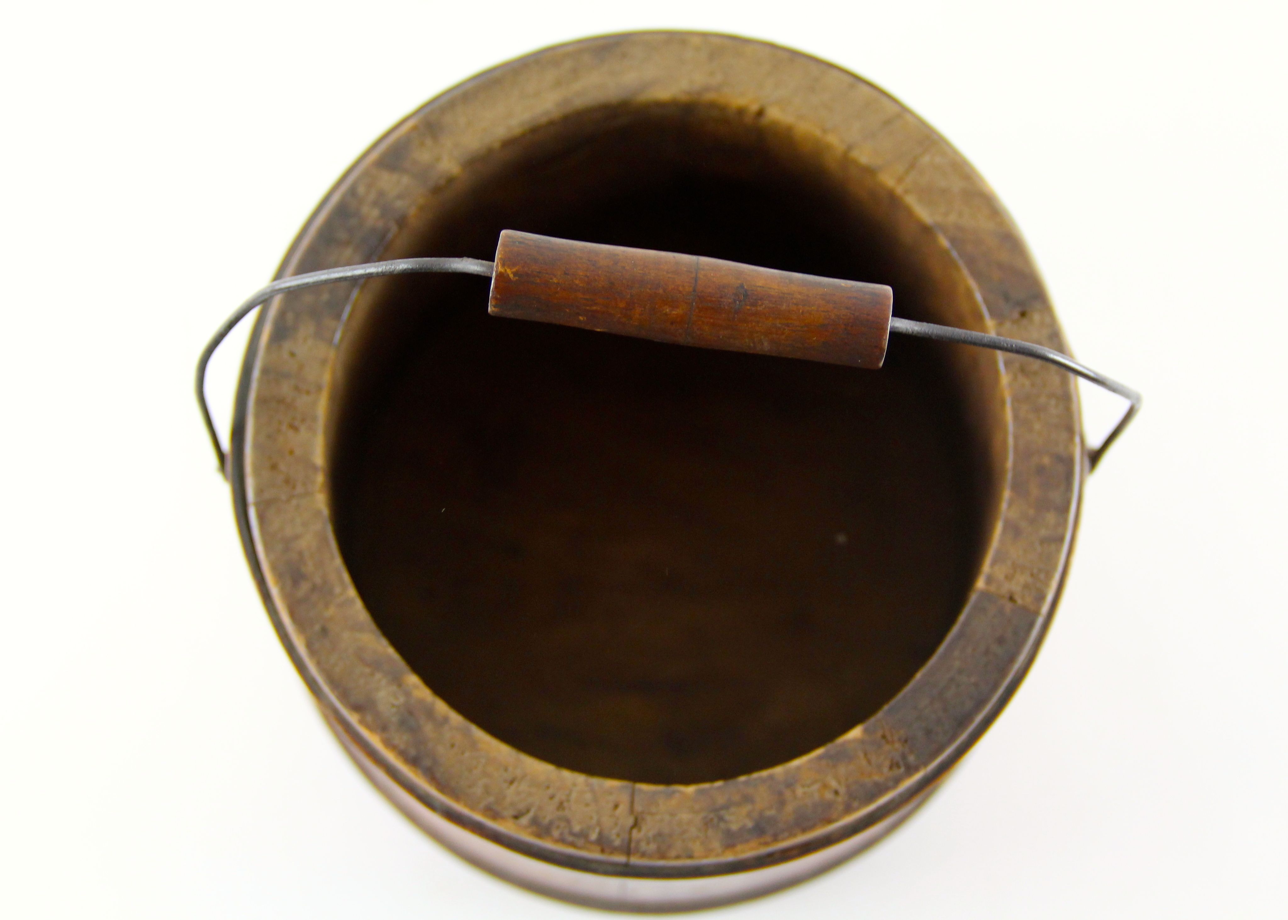 Two Antique Shaker Wooden Buckets with Lids