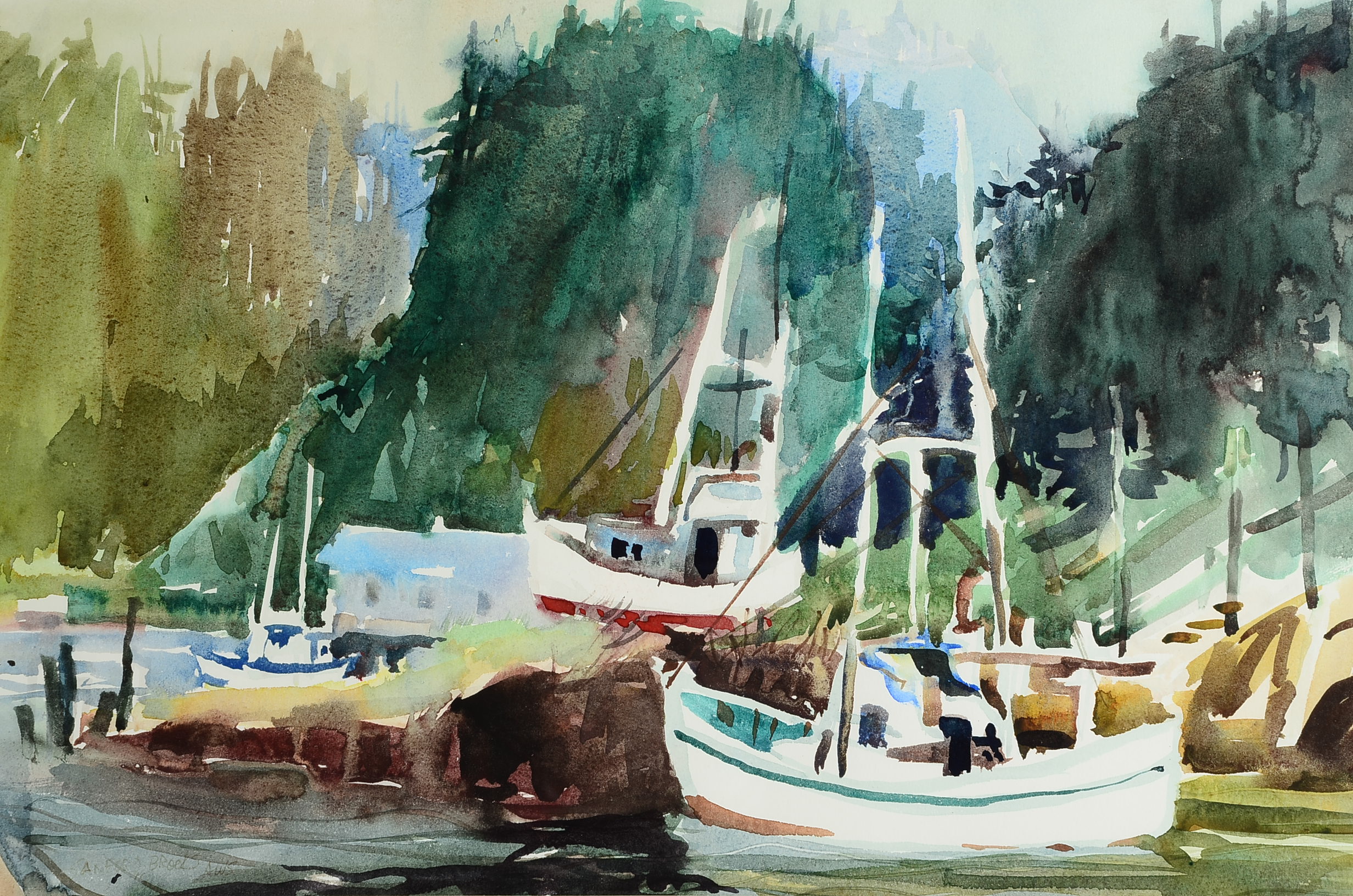 Original Sanford Brooks Watercolor on Paper Painting