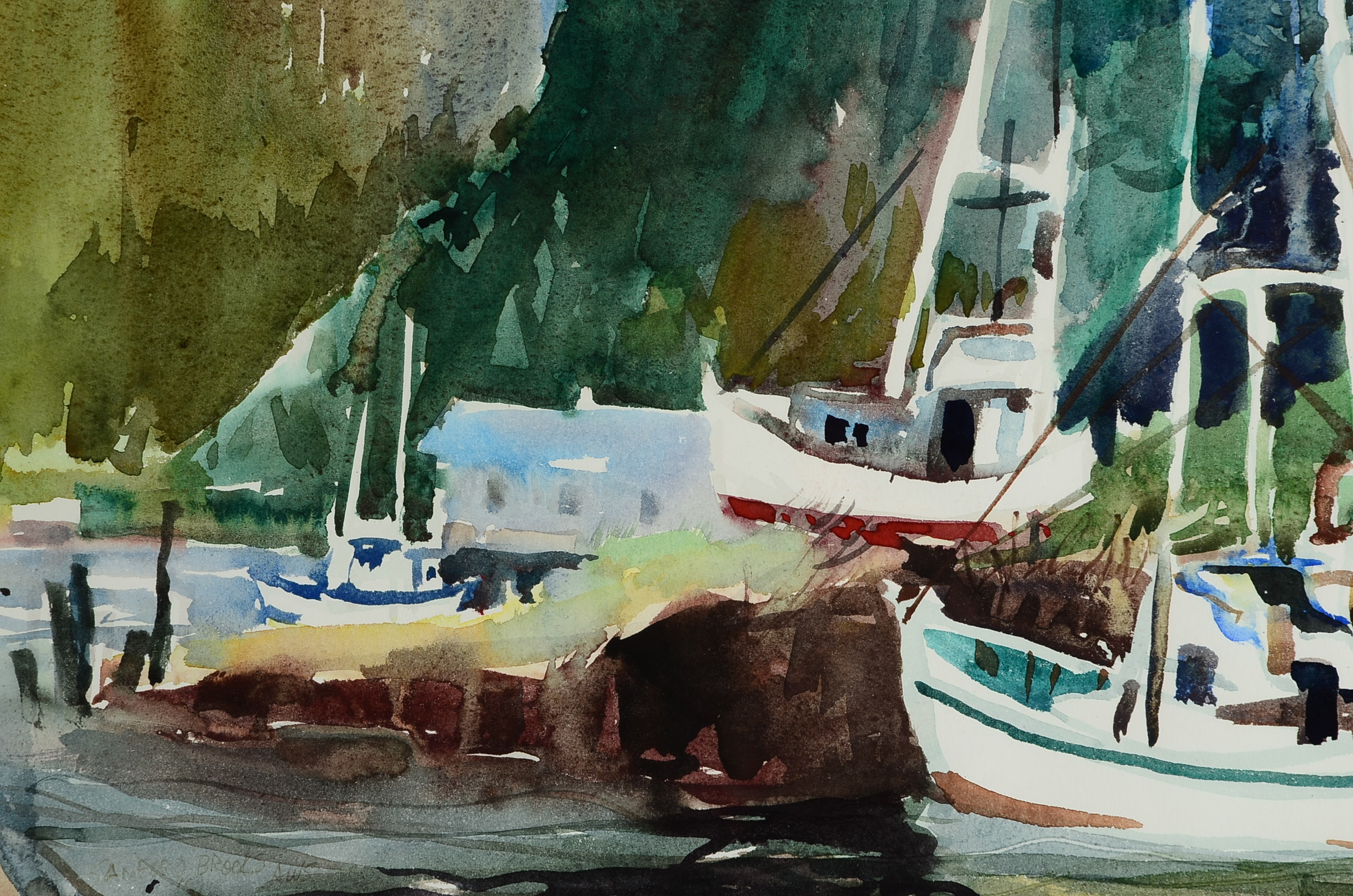 Original Sanford Brooks Watercolor on Paper Painting