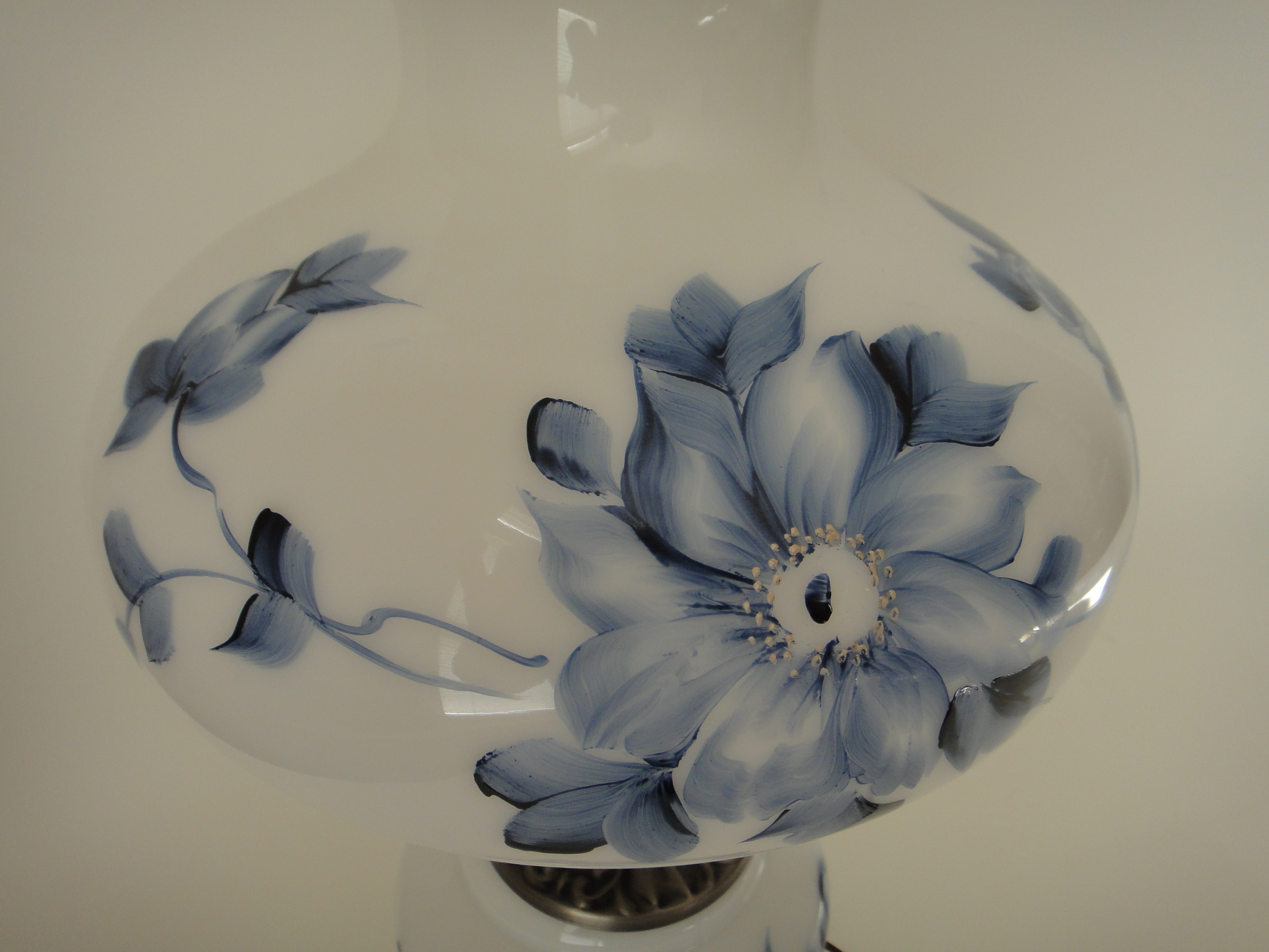 Blue Floral Hurricane Lamp