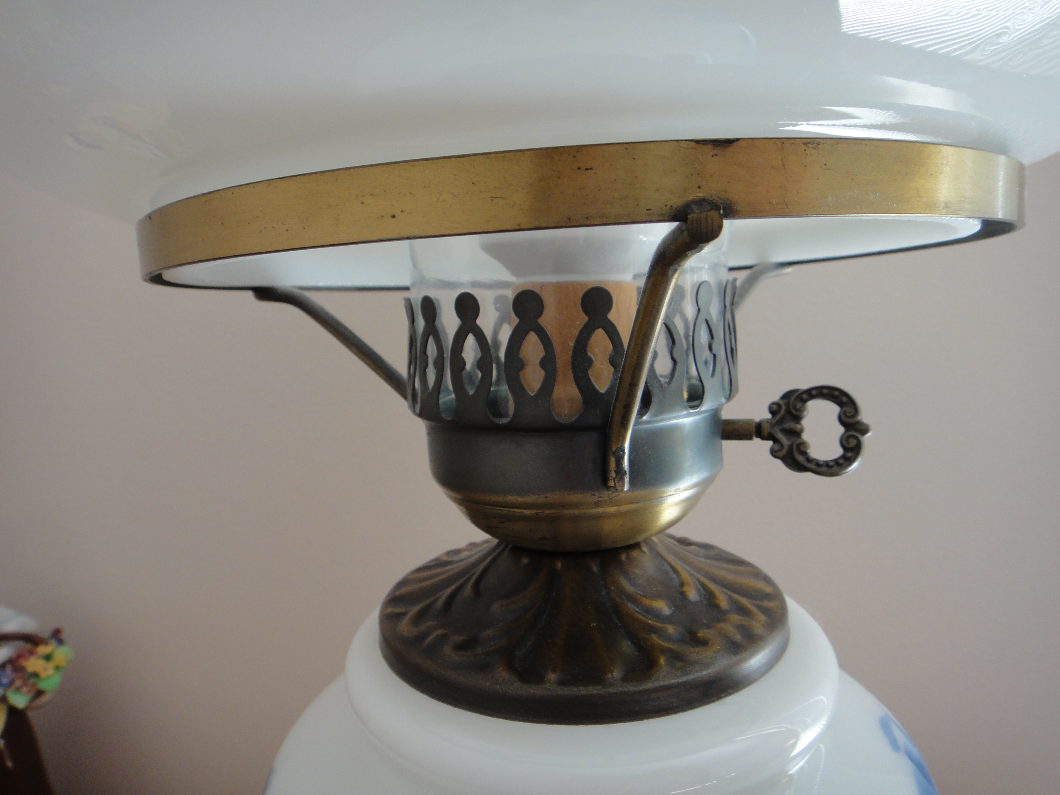 Blue Floral Hurricane Lamp