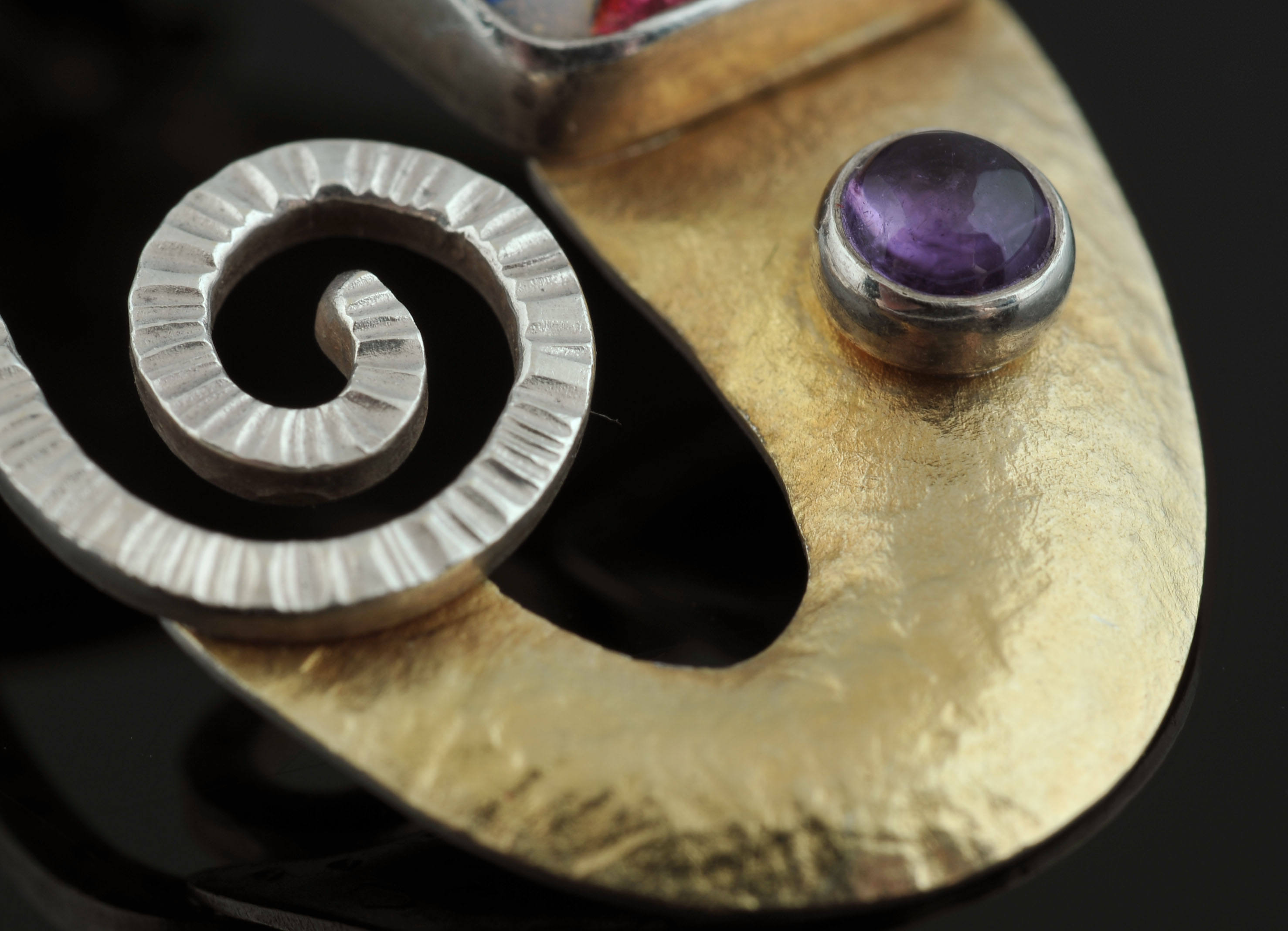 Pair of CR Dunetz Sterling 22 K Yellow Gold Cloisonne' Enamel Earrings