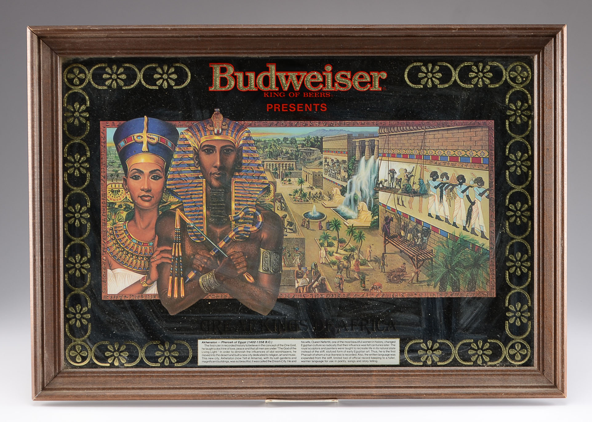 Vintage Budweiser "Kings of Africa" Series Bar Mirror