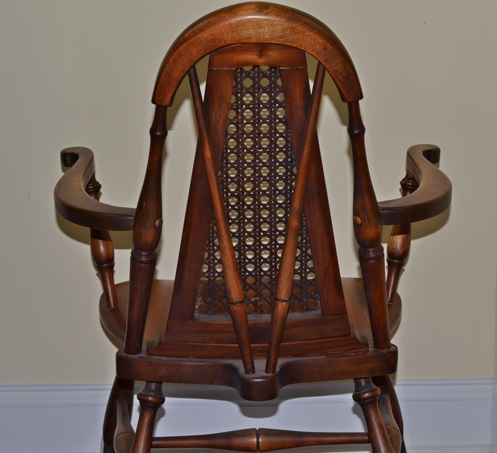 Vintage Cane Back Rocking Chair With Arms