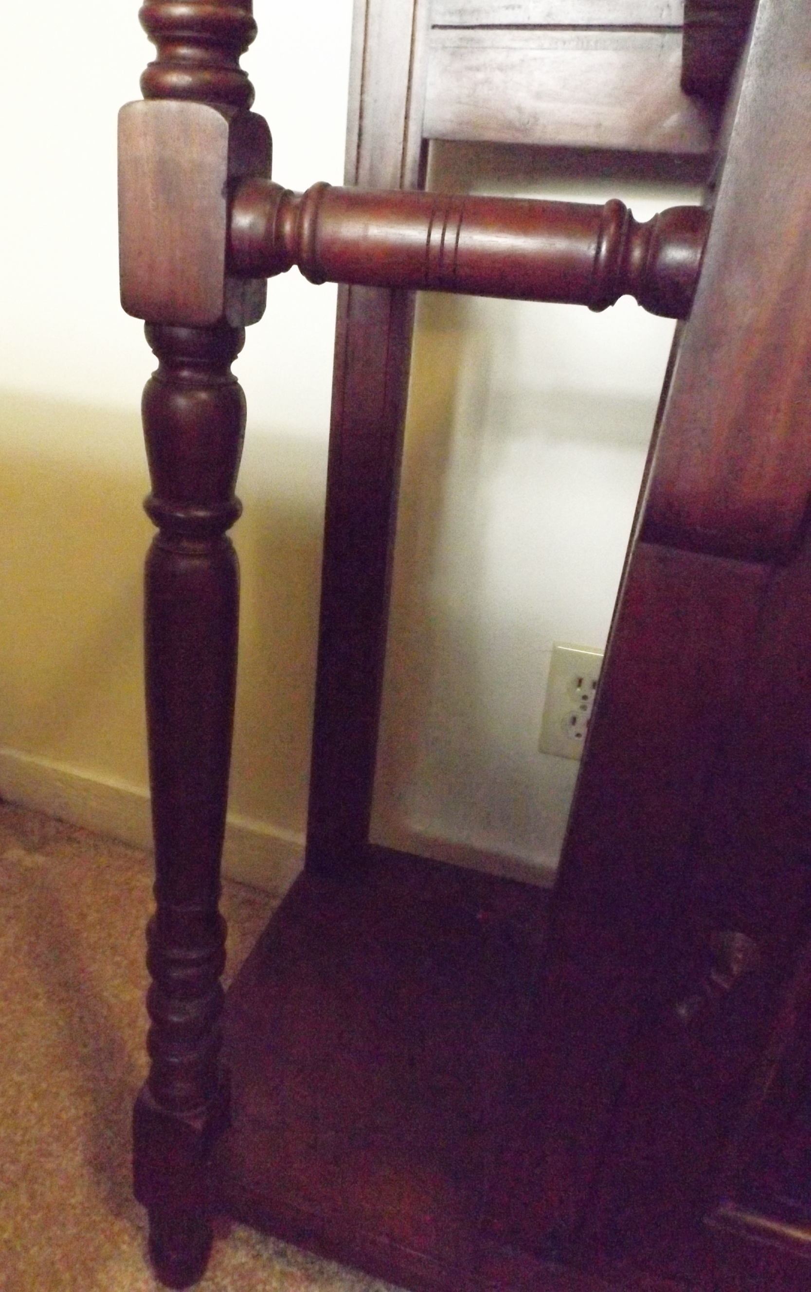 Wonderful Floral-Carved Dark Cherry Hall Tree