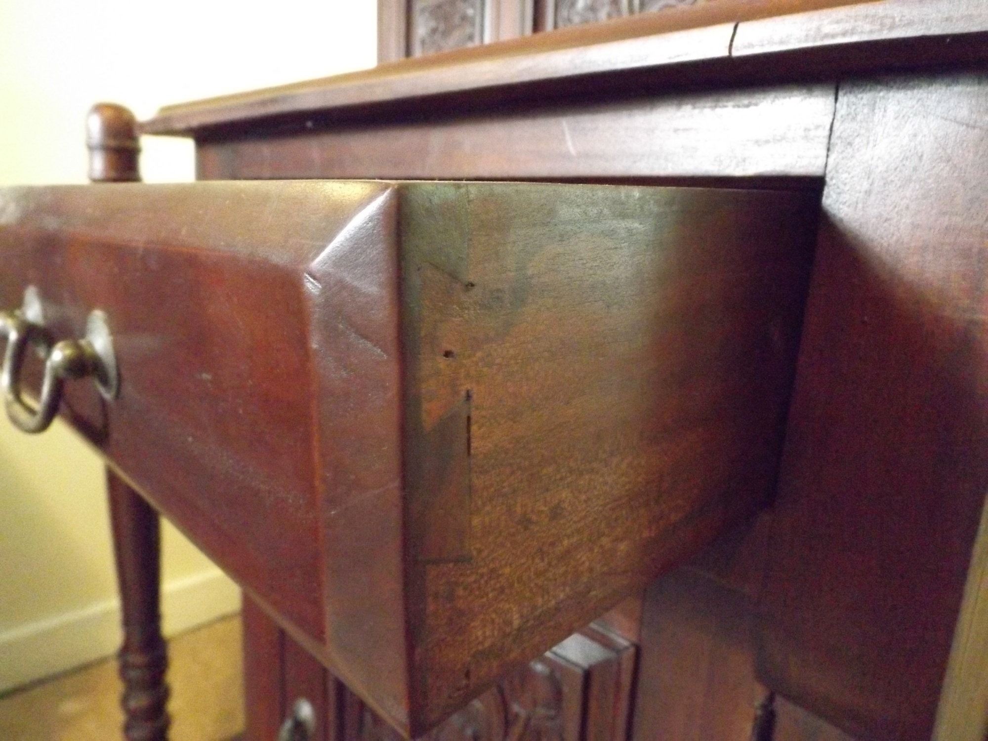 Wonderful Floral-Carved Dark Cherry Hall Tree