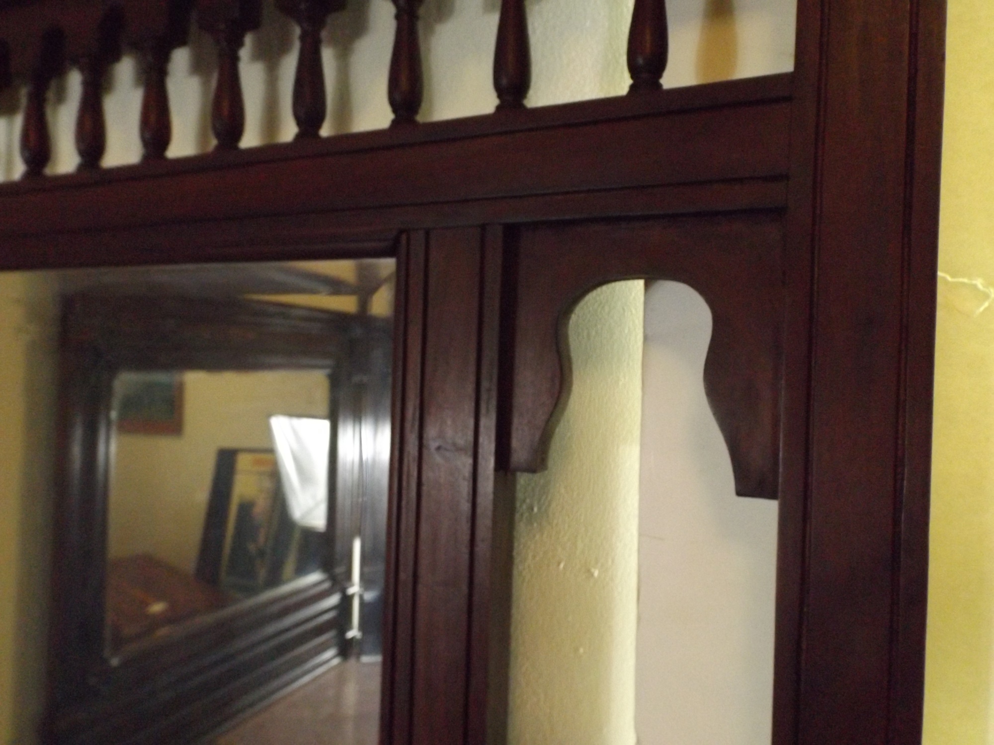 Wonderful Floral-Carved Dark Cherry Hall Tree