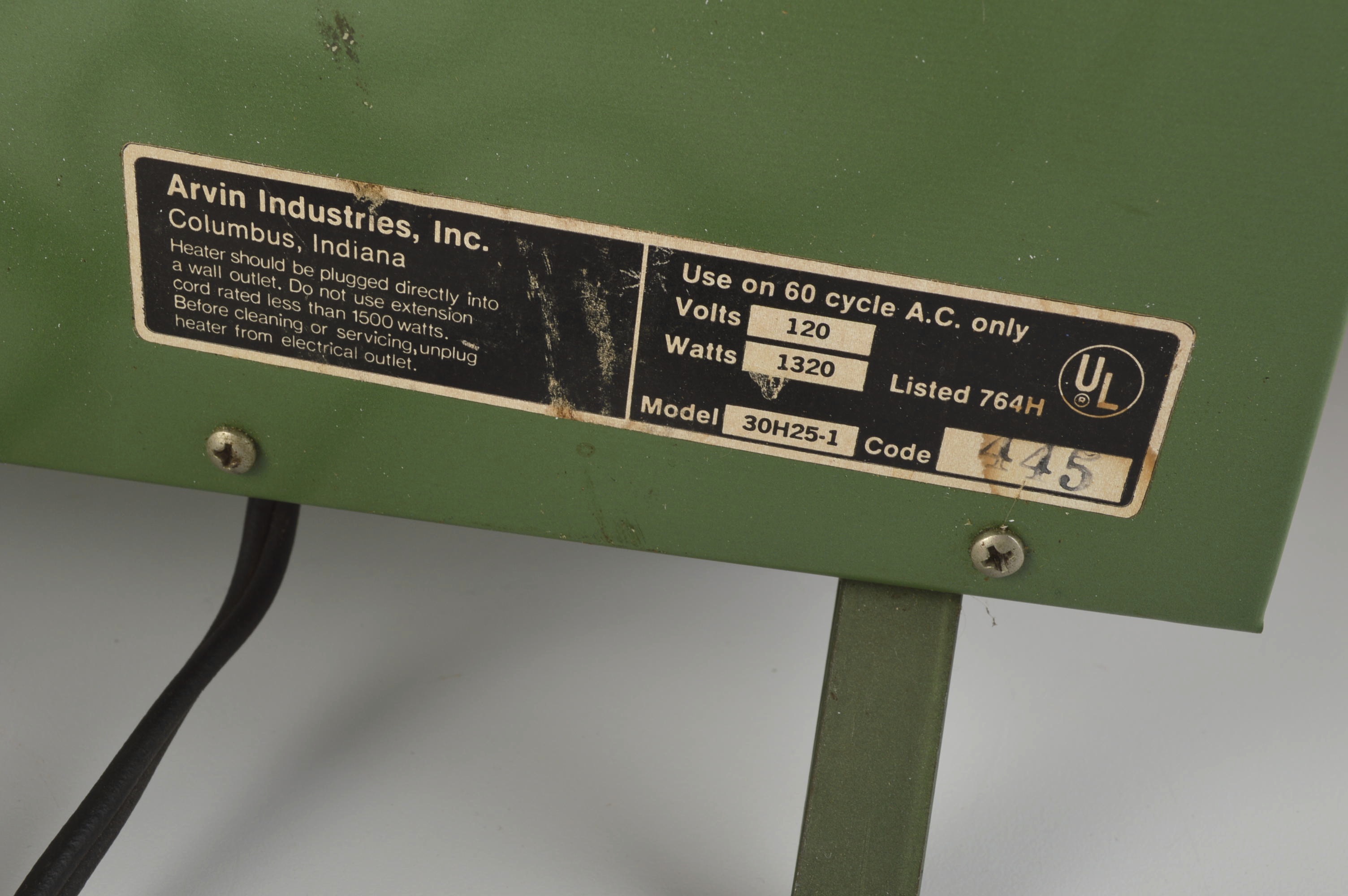 Vintage Arvin Industries Floor Space Heater