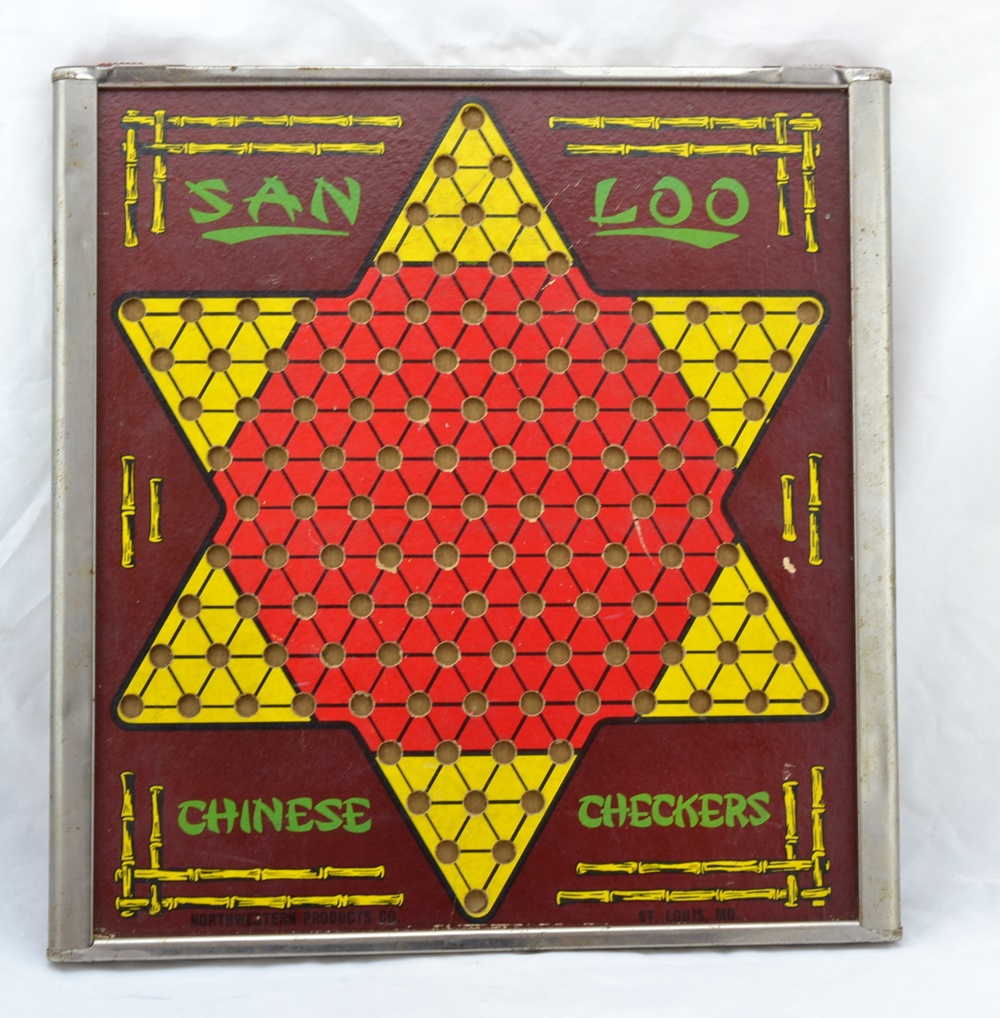 Vintage 1950s San Loo Chinese Checker Board with Storage