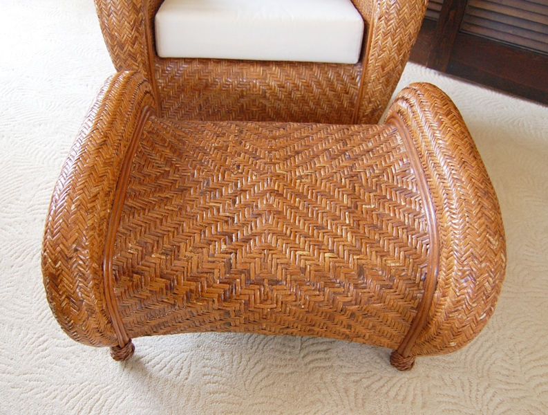 Pottery Barn Rattan Chair and Ottoman