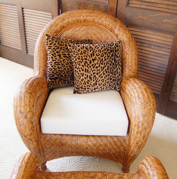 Pottery Barn Rattan Chair and Ottoman