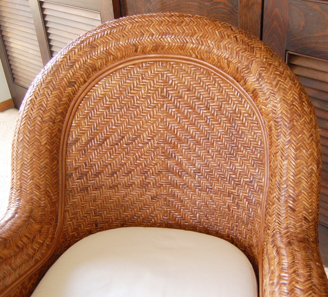 Pottery Barn Rattan Chair and Ottoman
