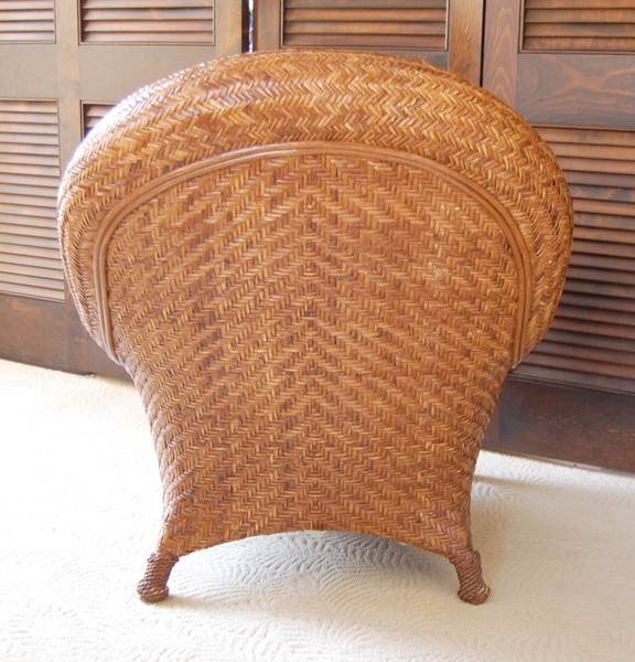 Pottery Barn Rattan Chair and Ottoman