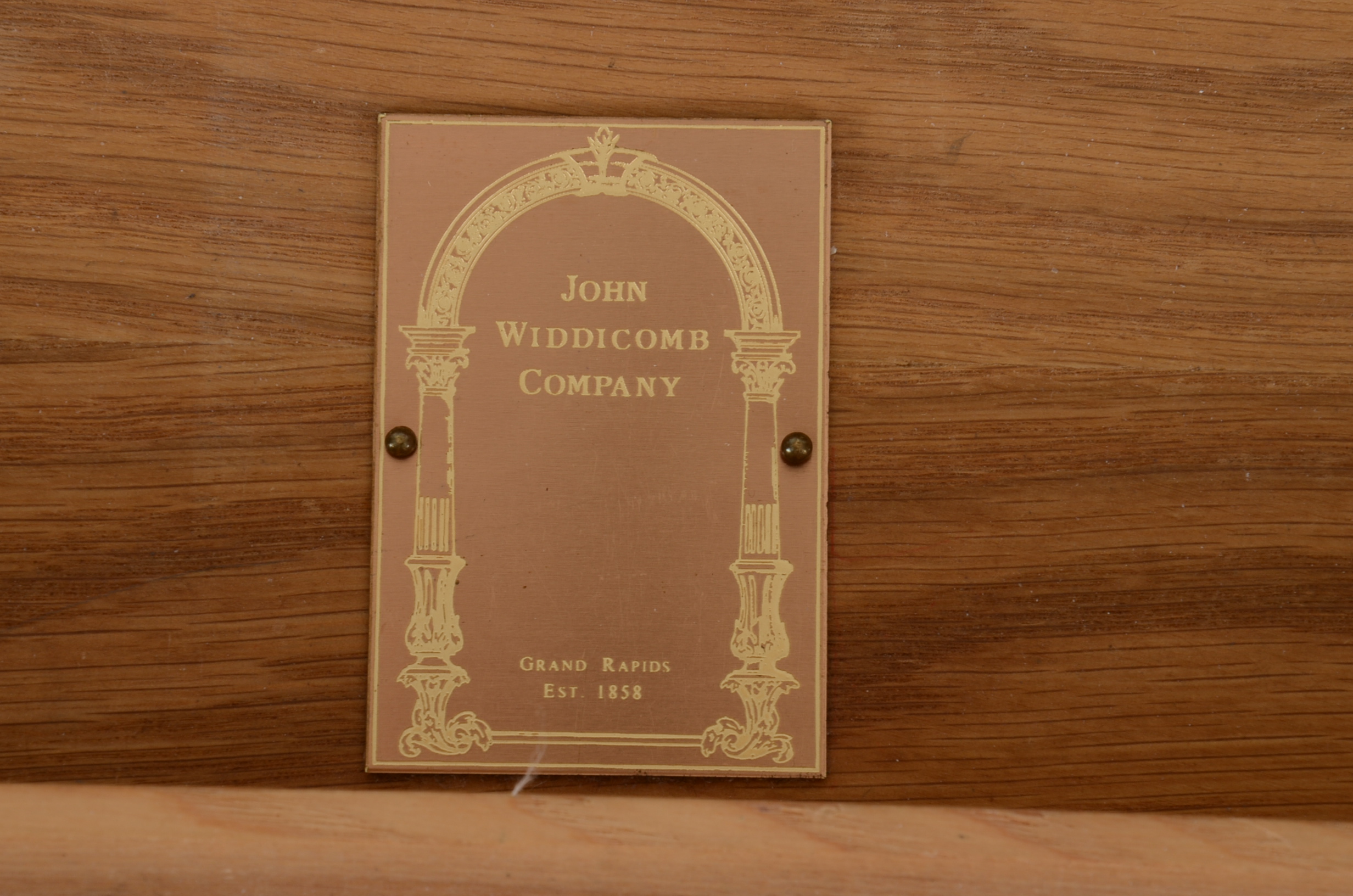 John Widdicomb Burled Walnut Executive Campaign Desk