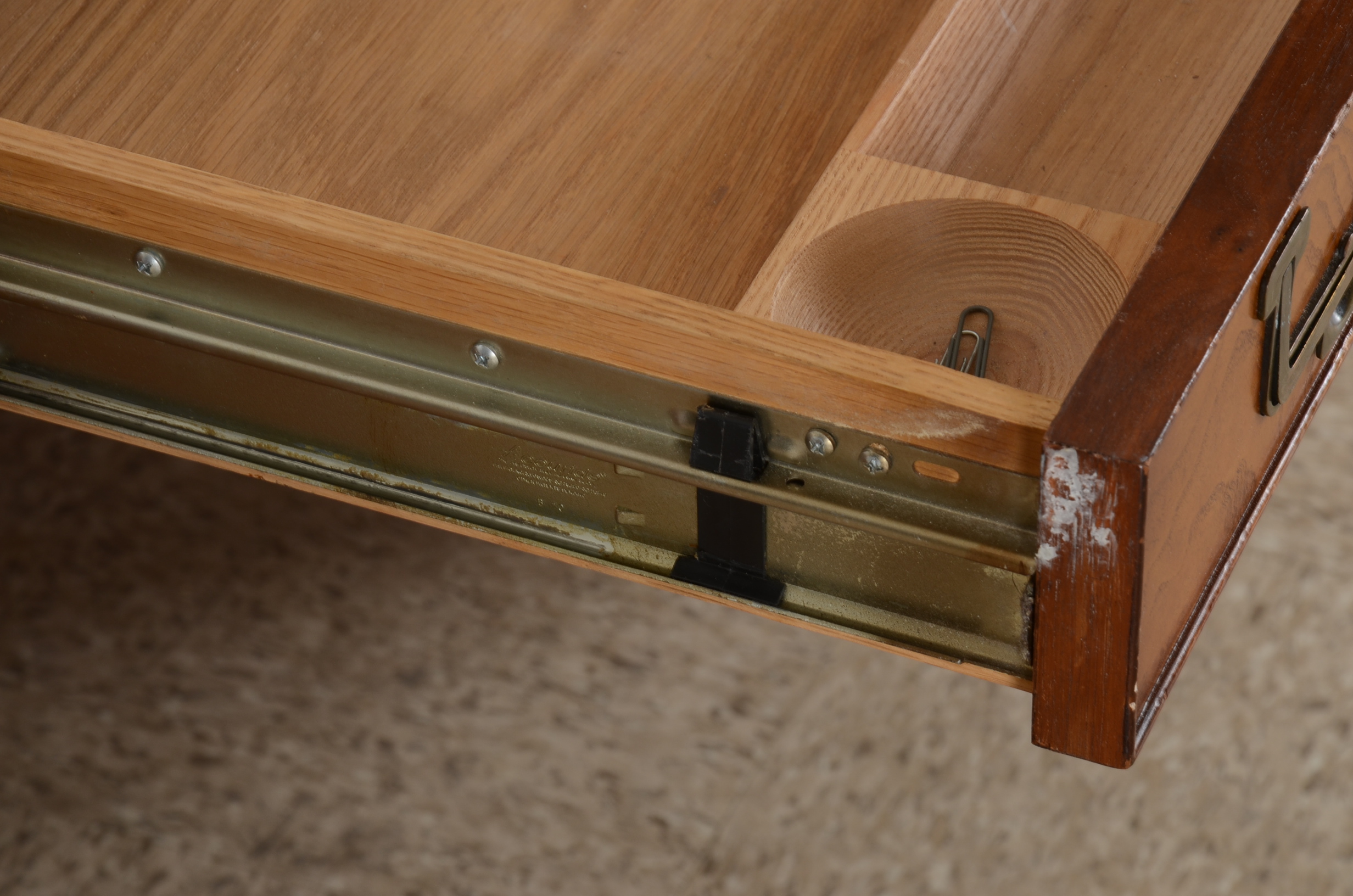 John Widdicomb Burled Walnut Executive Campaign Desk