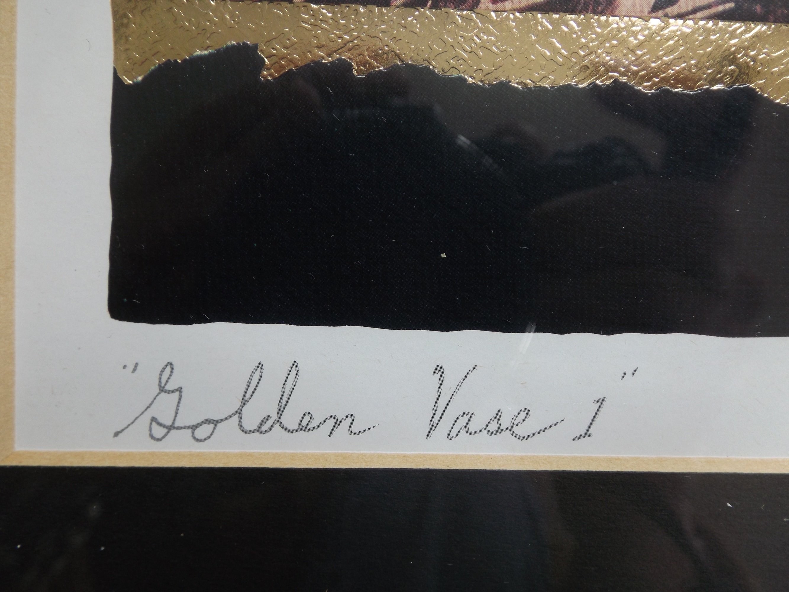 1980s Signed Silkscreen Print Titled 'Golden Vase 1'