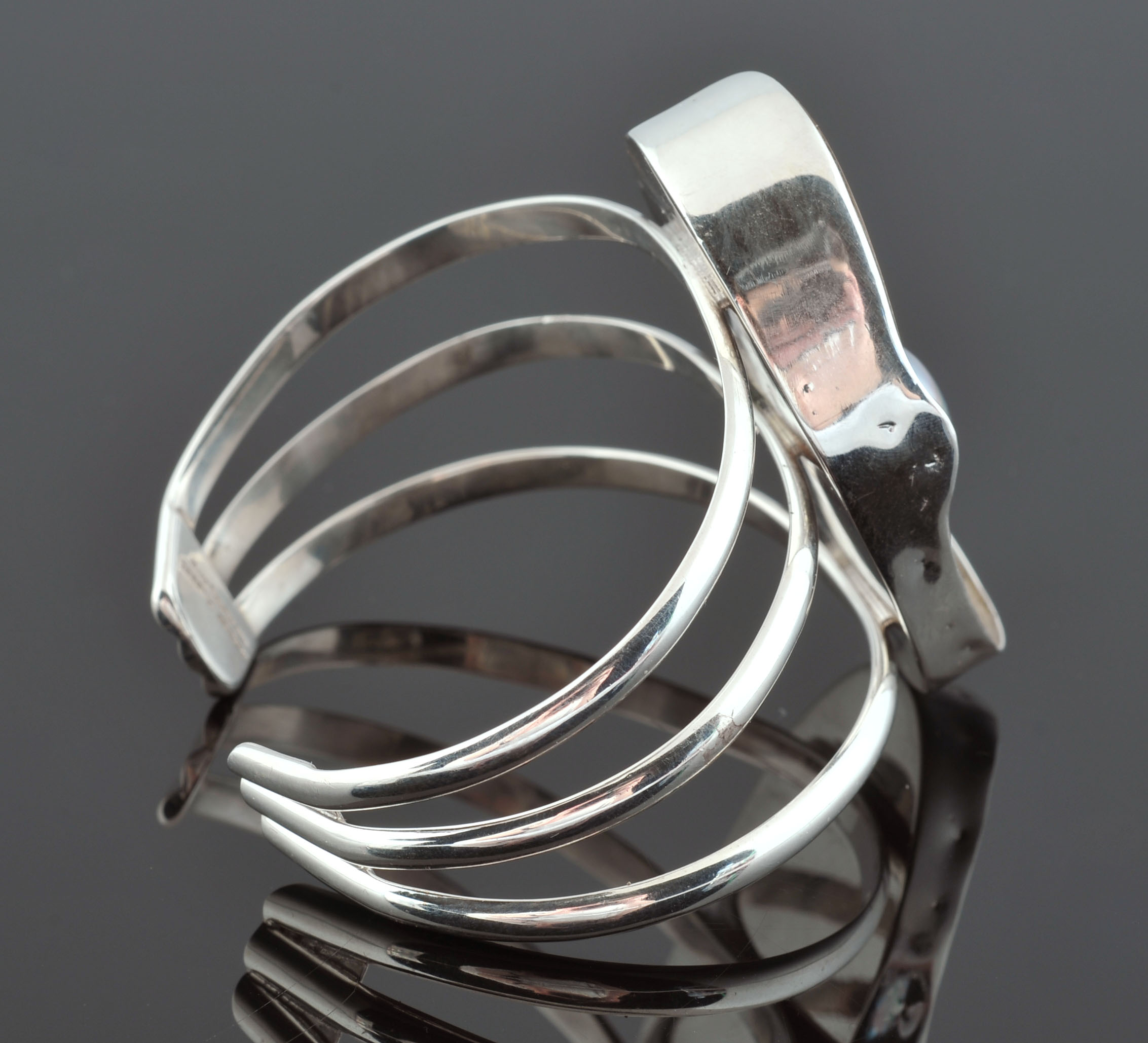 Marles Albert Fine Sterling Silver Blister Pearl Cuff Bracelet