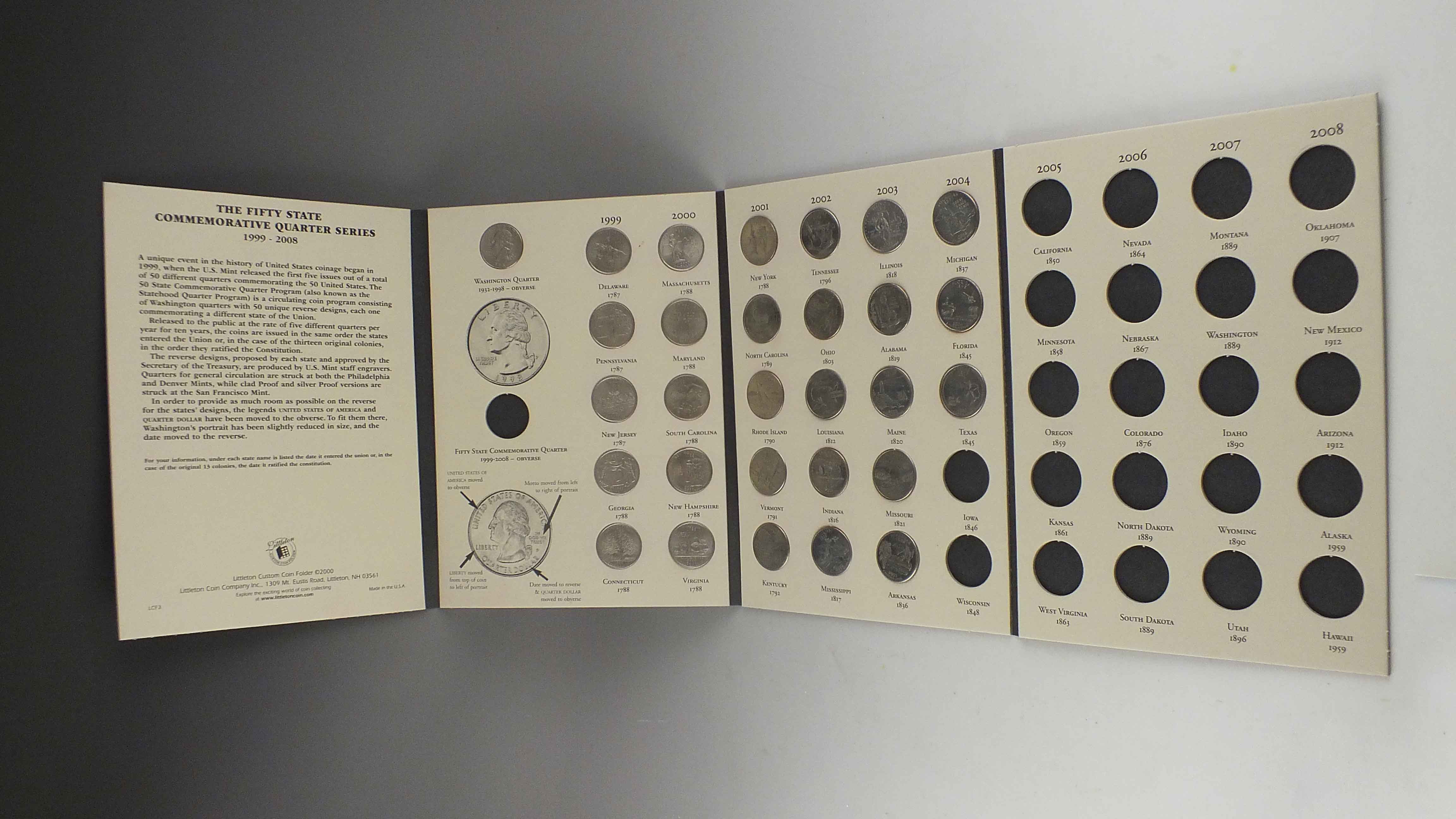 Fifty States Commemorative Quarter Series Album With Quarters