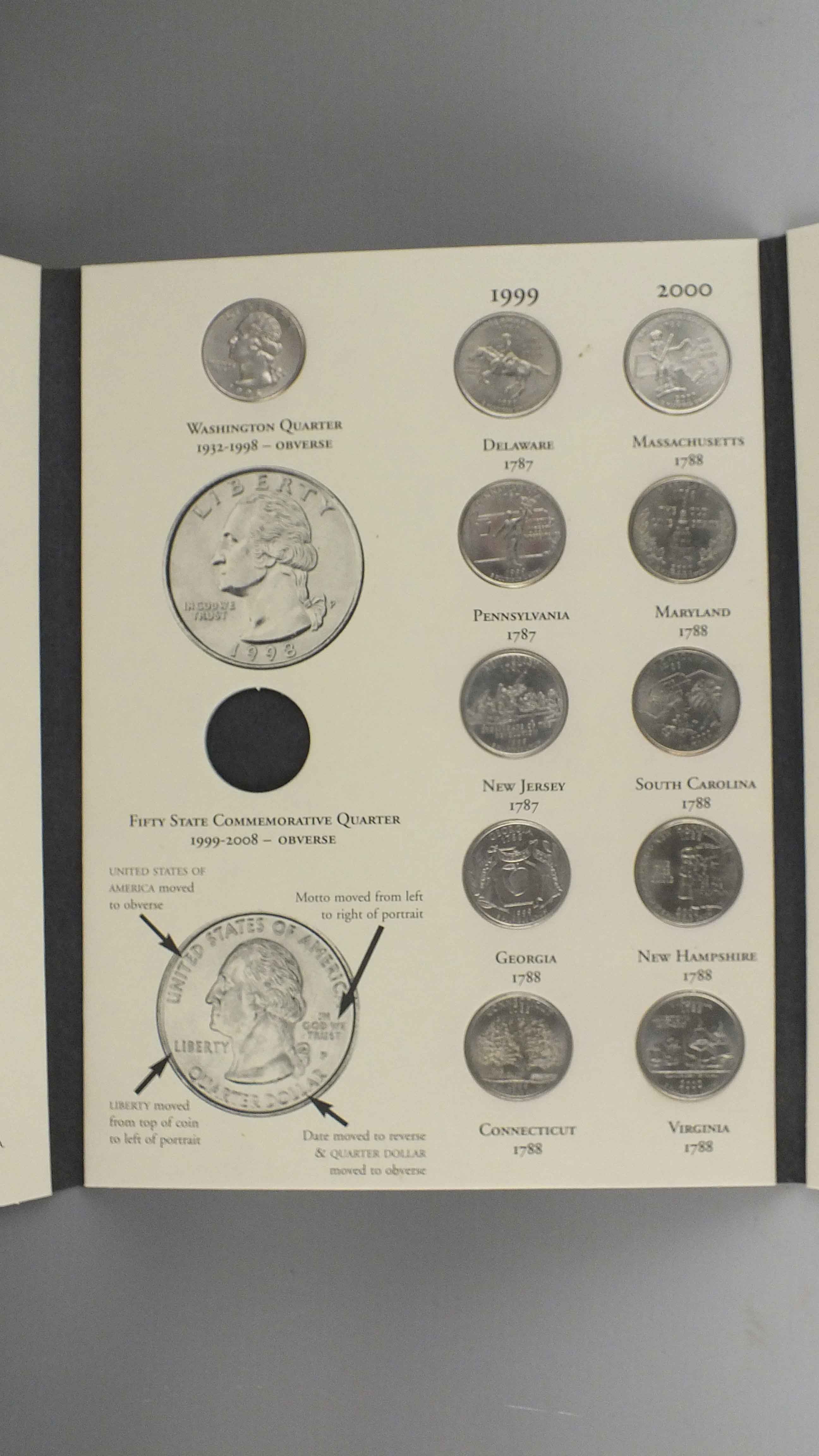 Fifty States Commemorative Quarter Series Album With Quarters