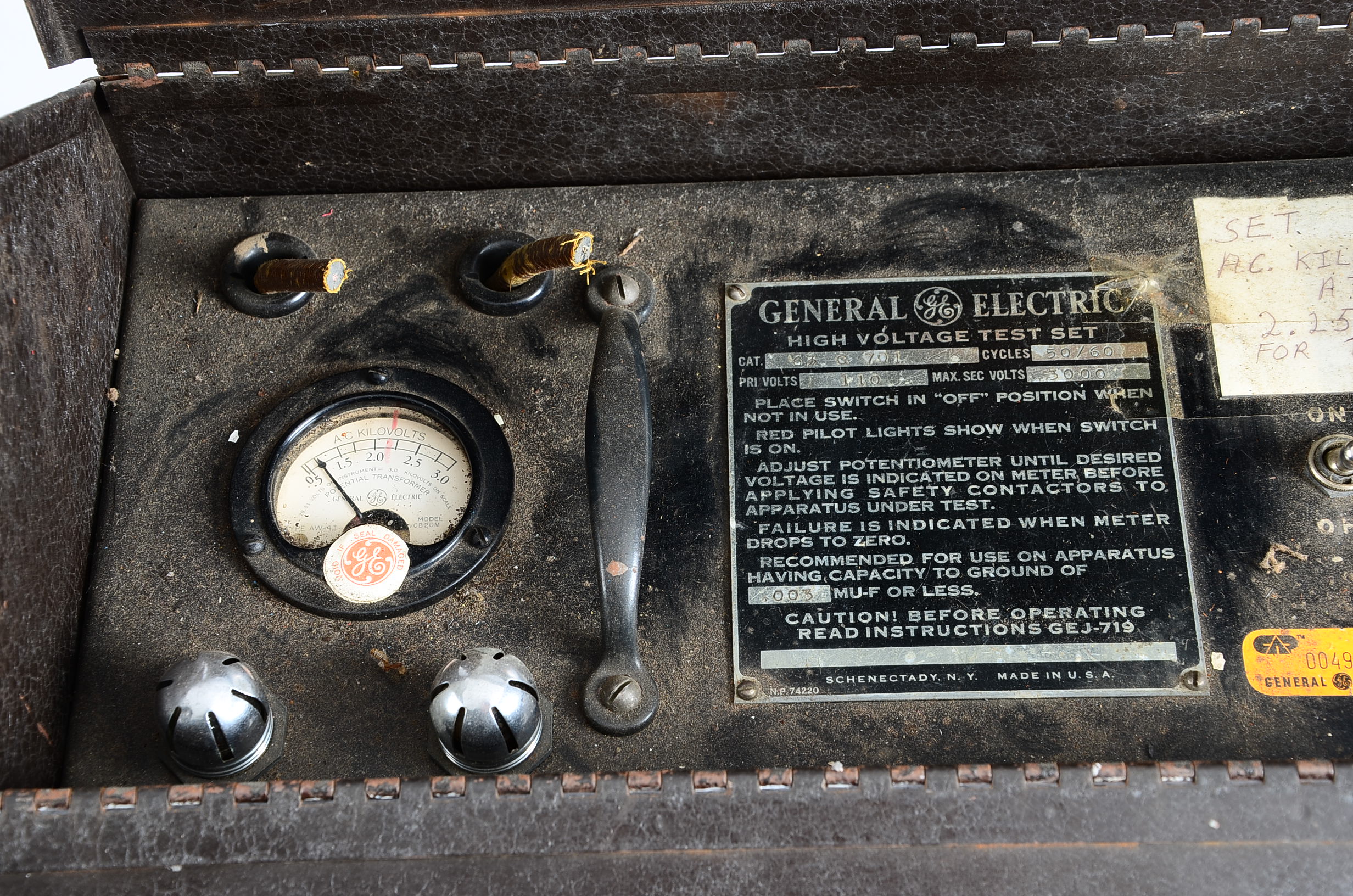 Circa 1980 General Electric High Voltage Test Set