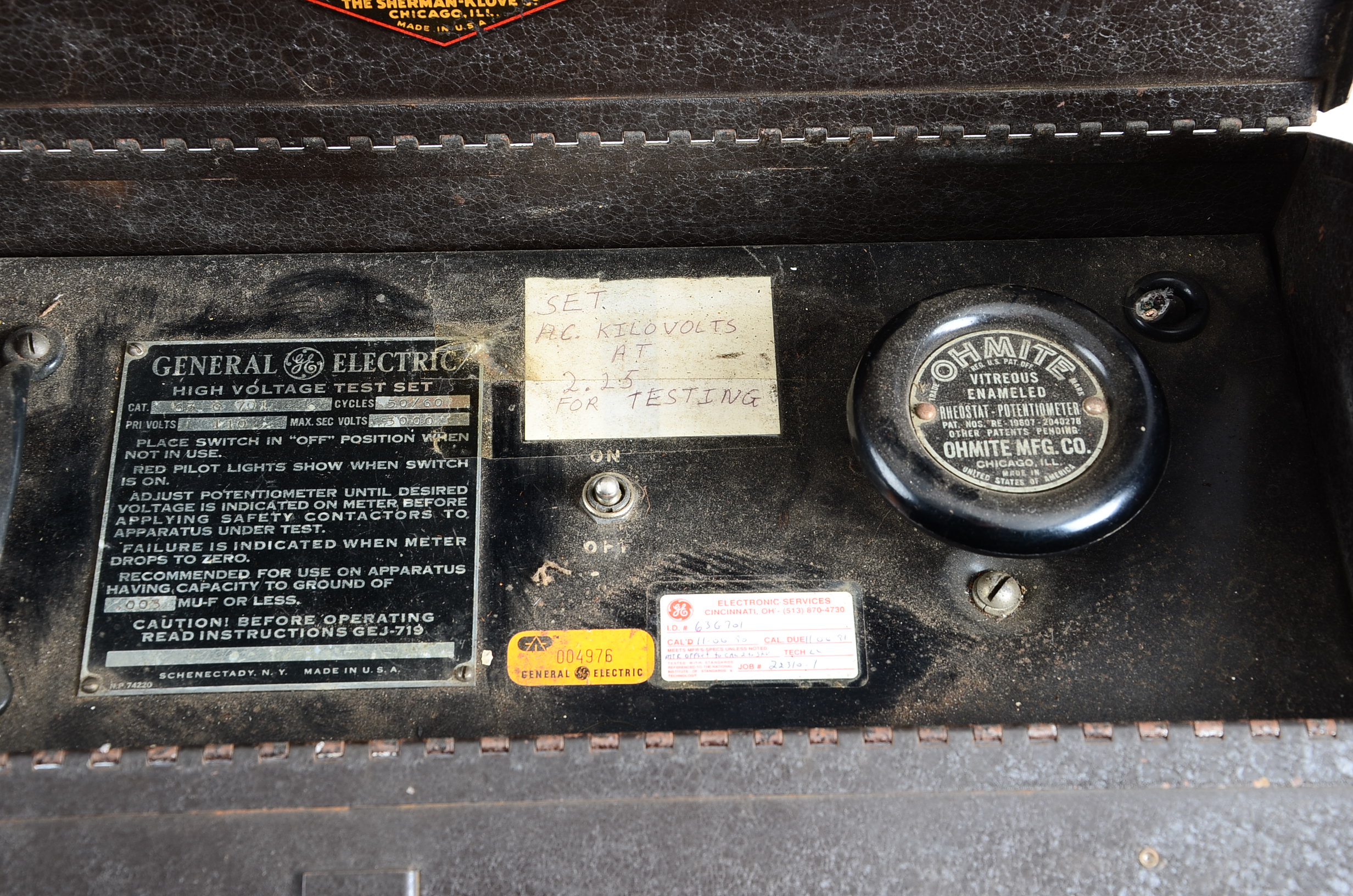 Circa 1980 General Electric High Voltage Test Set