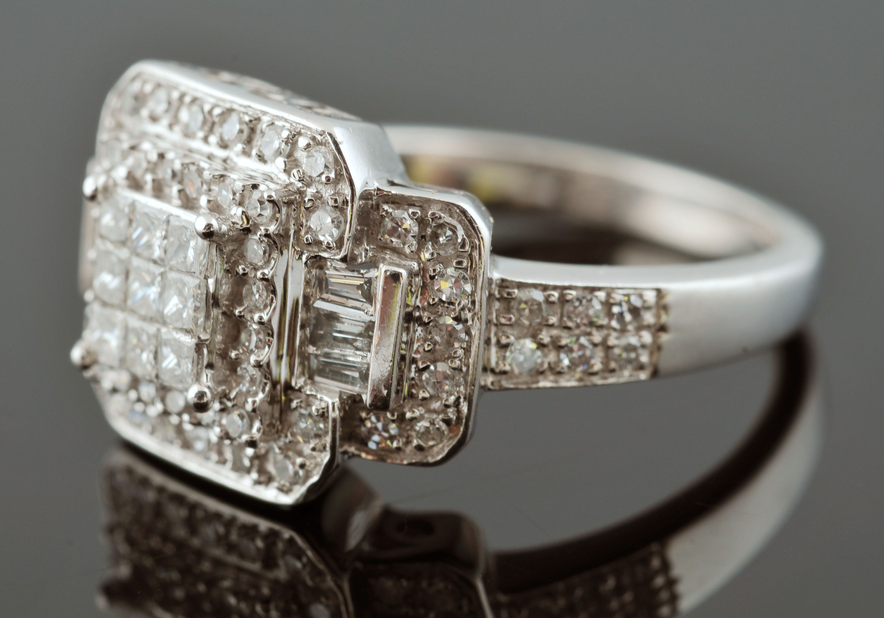 10 K White Gold Diamond Ring