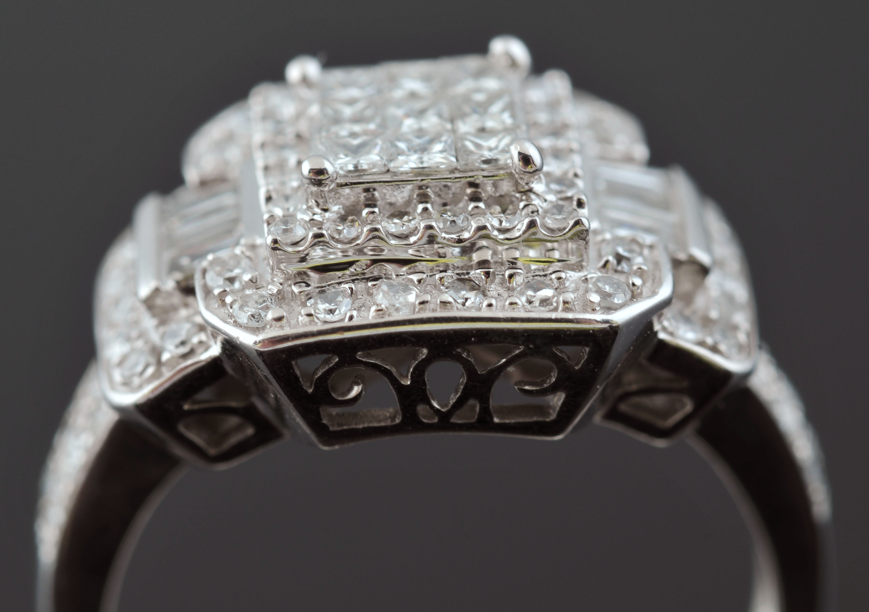 10 K White Gold Diamond Ring