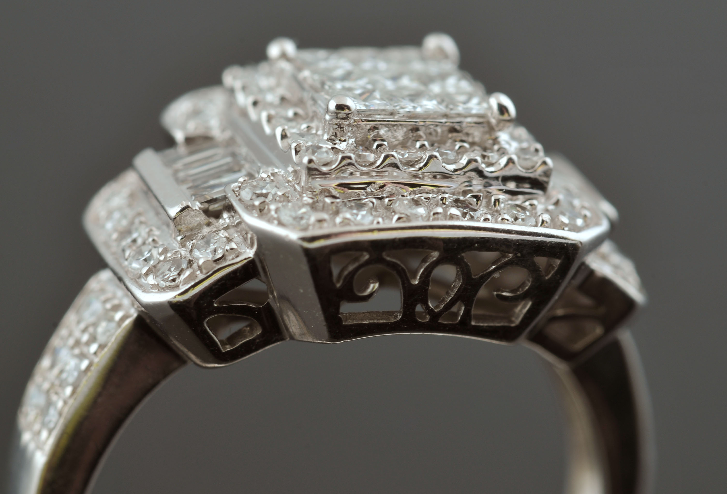 10 K White Gold Diamond Ring