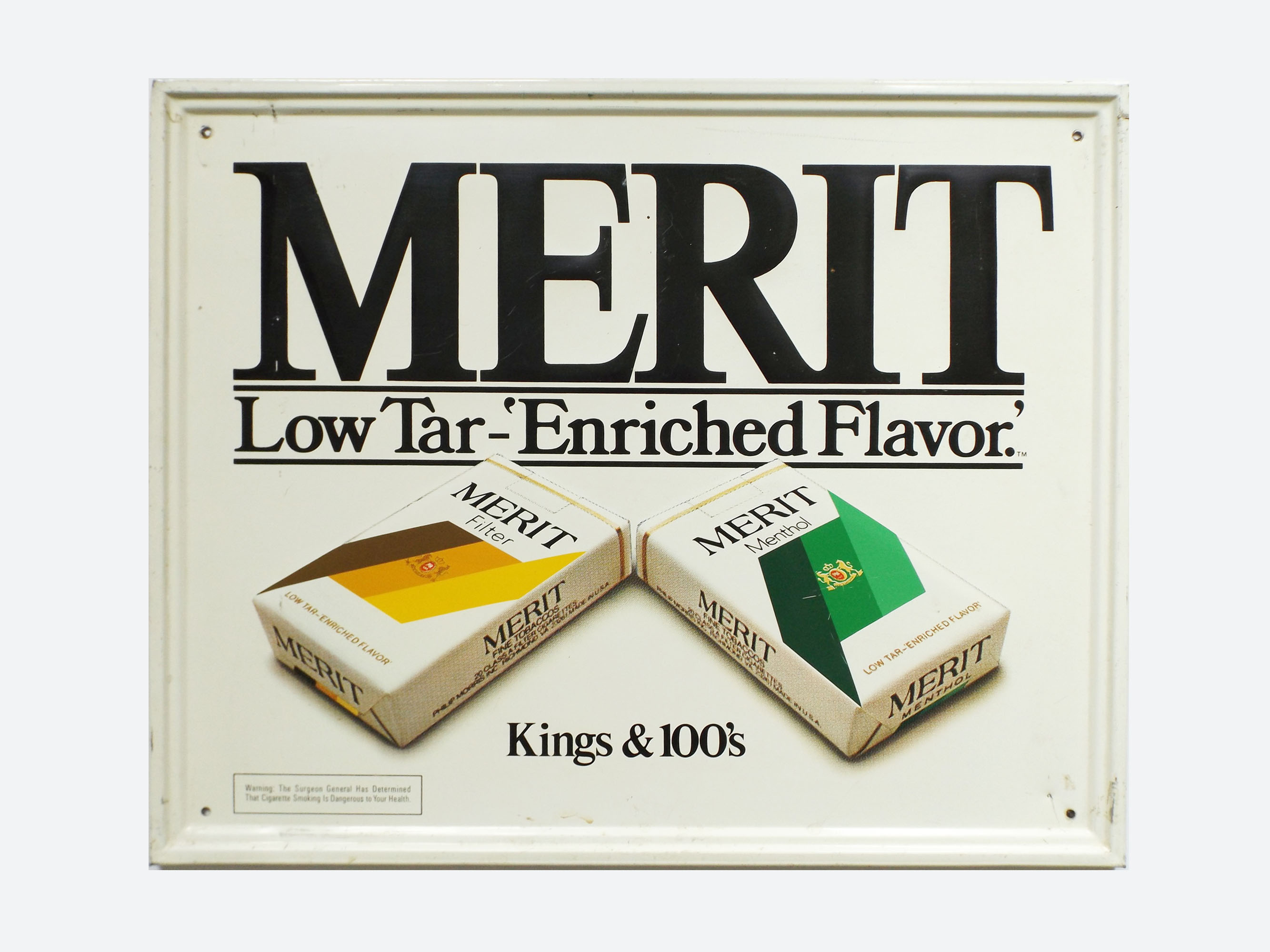 Mid-Century Merit Cigarette Advertising Sign in Metal