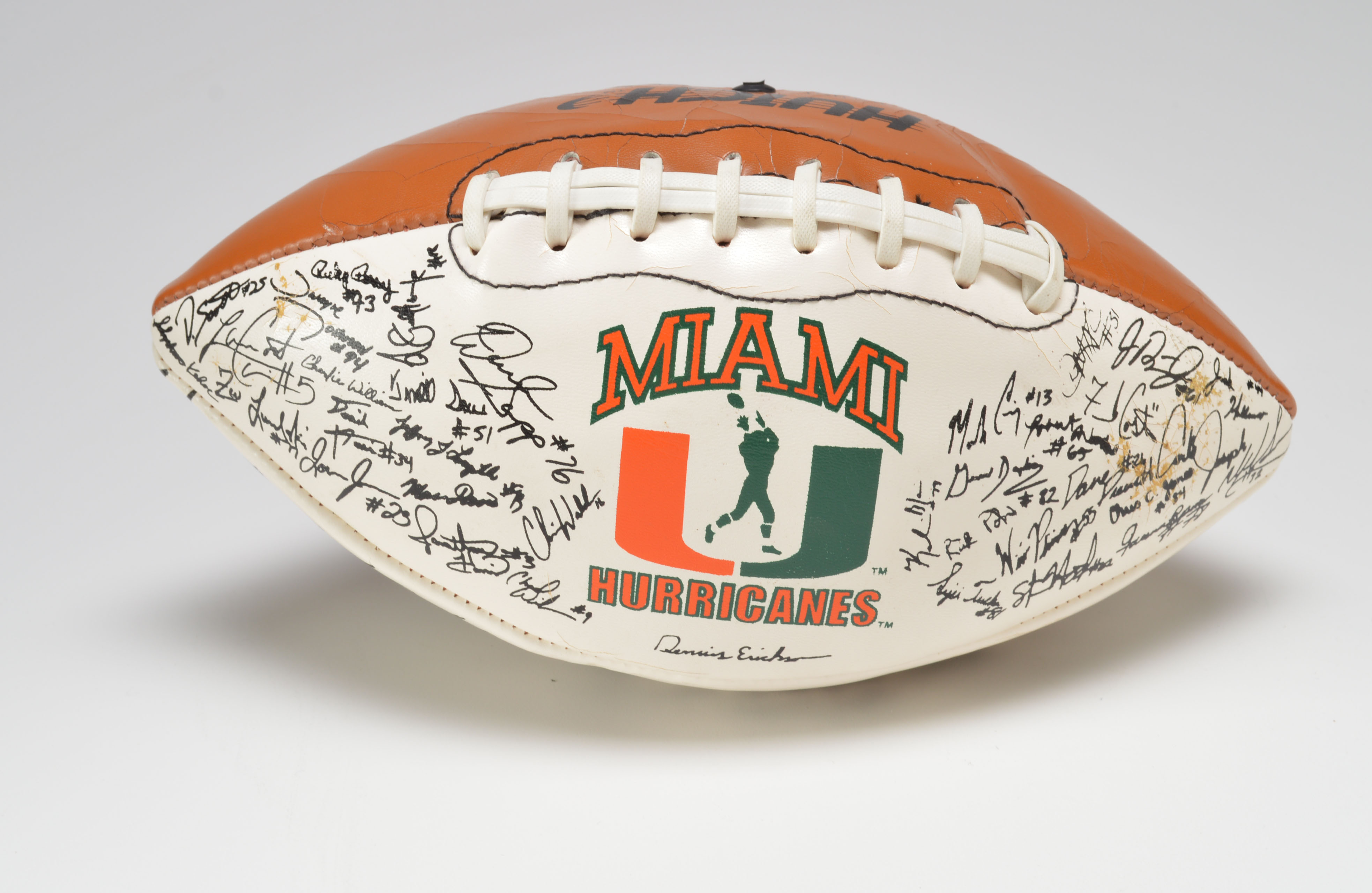 Pair of Miami Hurricanes Footballs with Facsimile Signatures
