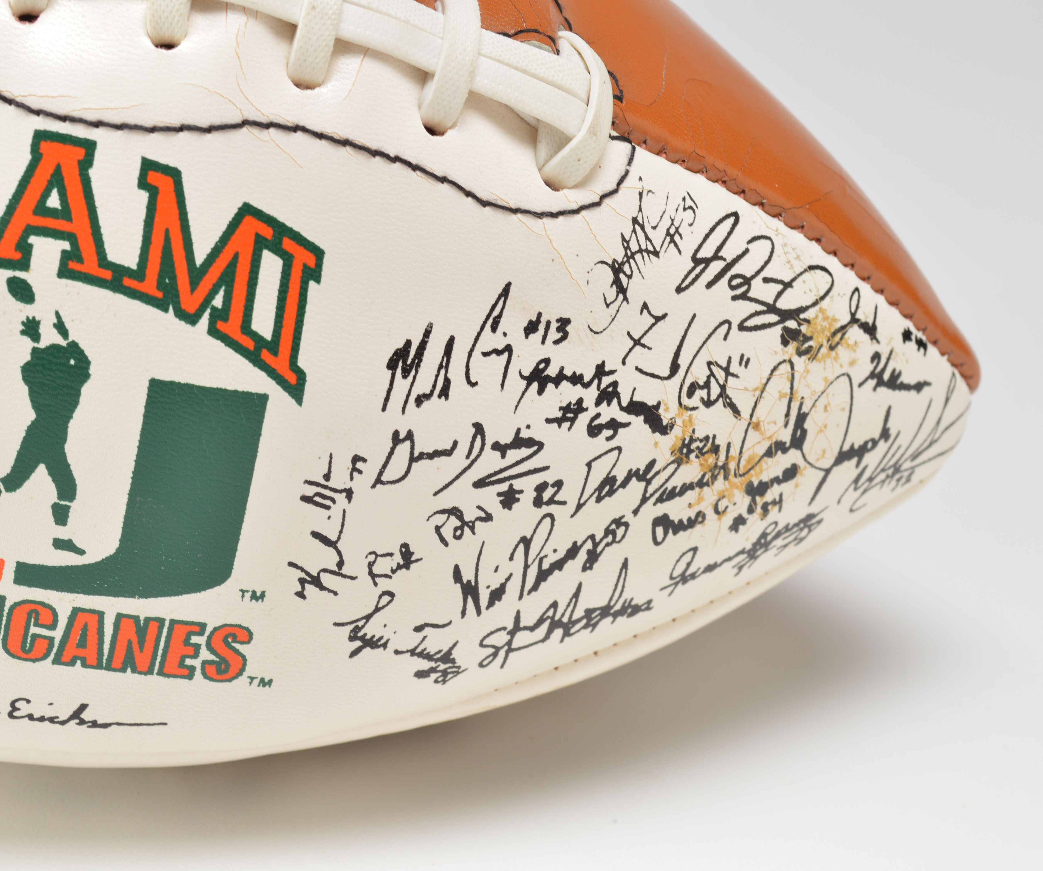 Pair of Miami Hurricanes Footballs with Facsimile Signatures