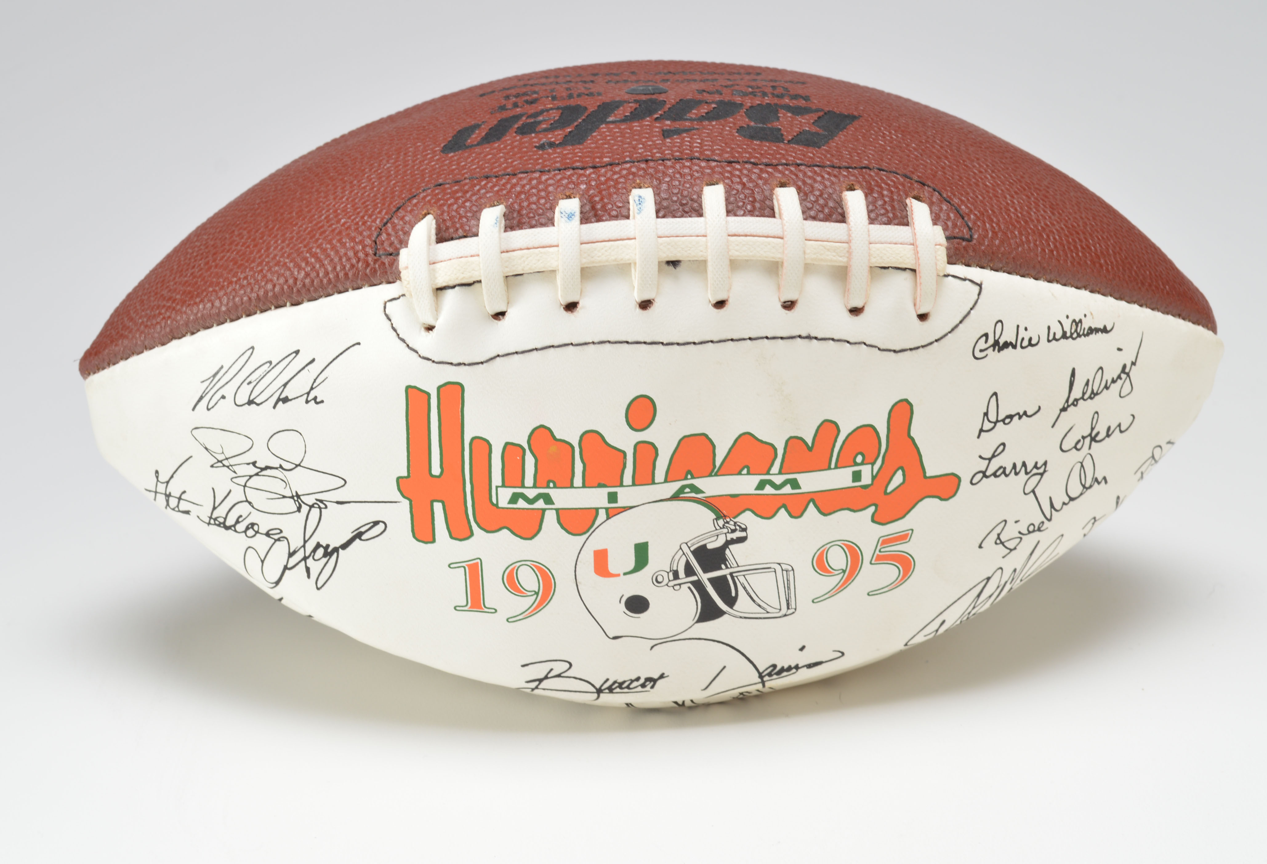 Pair of Miami Hurricanes Footballs with Facsimile Signatures