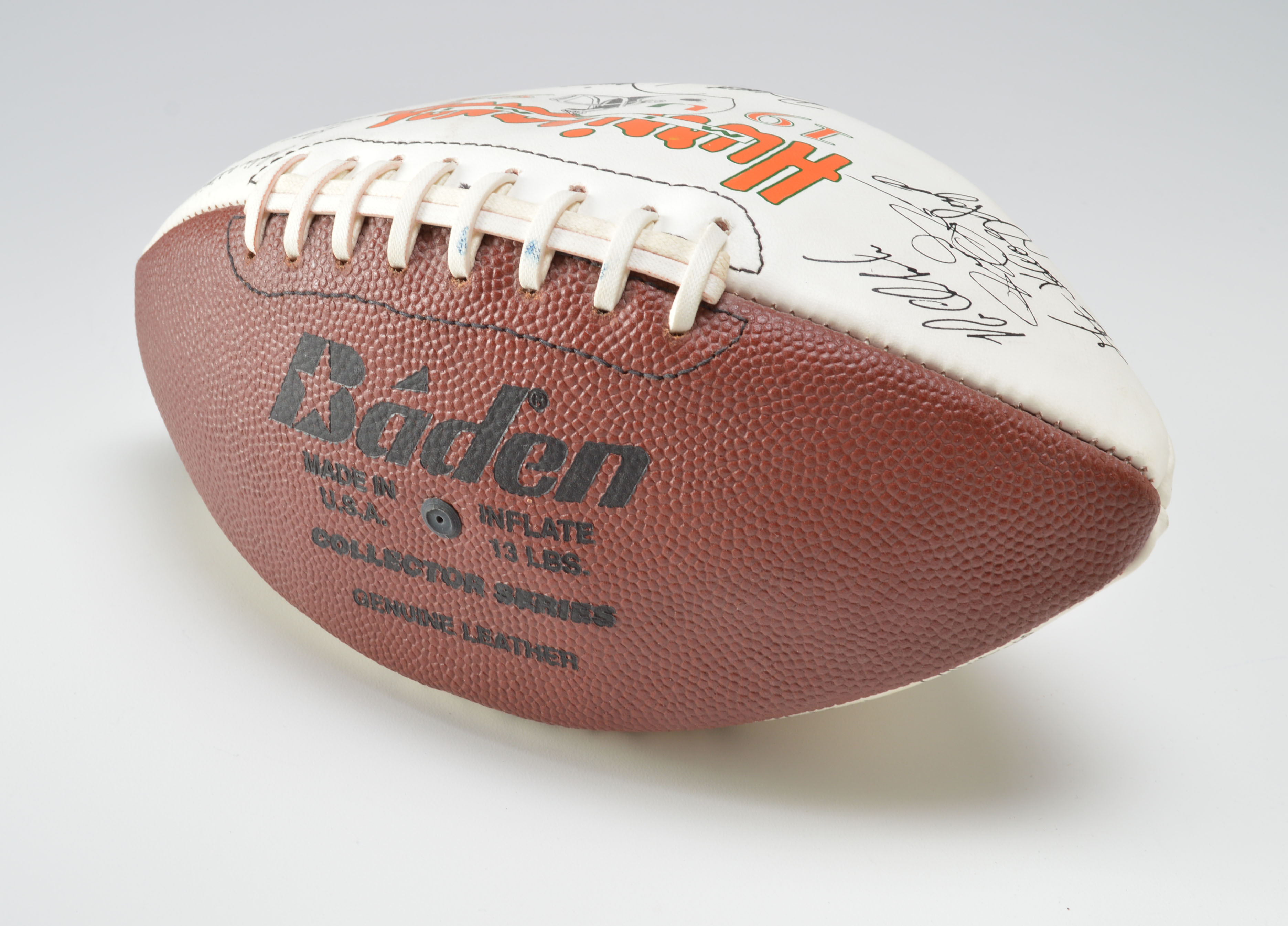 Pair of Miami Hurricanes Footballs with Facsimile Signatures