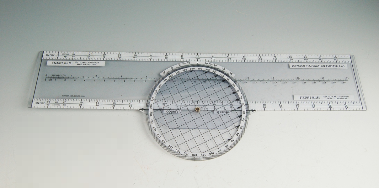Vintage Jeppesen Aeronautical Computer and Jeppesen Navigation Plotter PJ-1