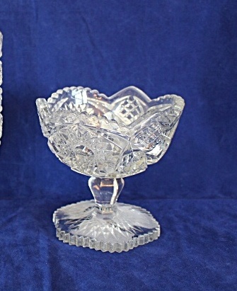 Pressed Glass Pedestal Vase and Bowl
