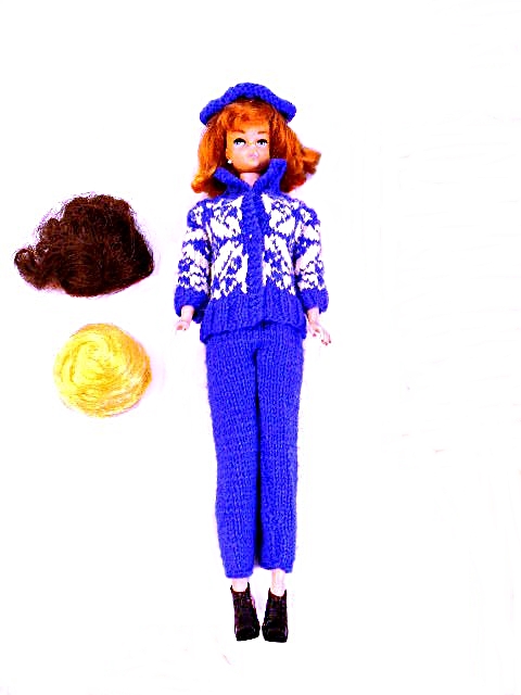 Patent Vinyl Barbie Case, Four Barbies and Assorted Clothing and Accessories